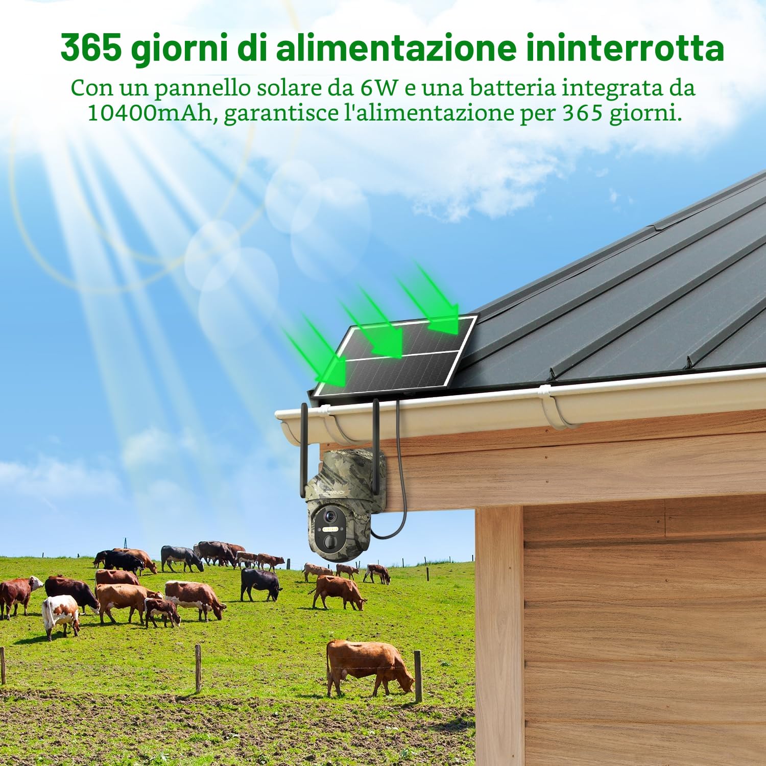 LEMNOI Fotocamera da caccia, 4G Fototrappola Solare con Scheda SIM Preinstallato, Telecamera Solare 2K PTZ Esterna con Pannello Solare, Visione Notturna a Colori, Rilevamento PIR