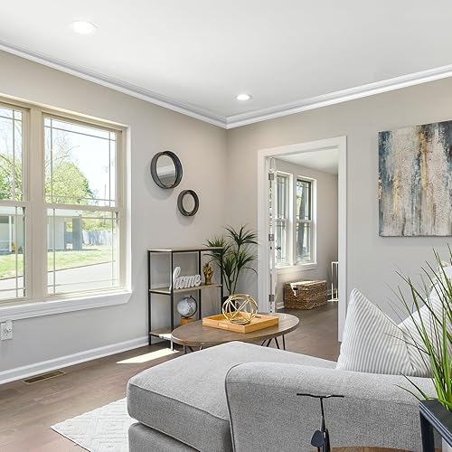 Miniatura 2 de Art3d Moldura decorativa de techo de poliestireno de alto impacto, 10 unidades de 47 pies, instalación con pegamento, color blanco