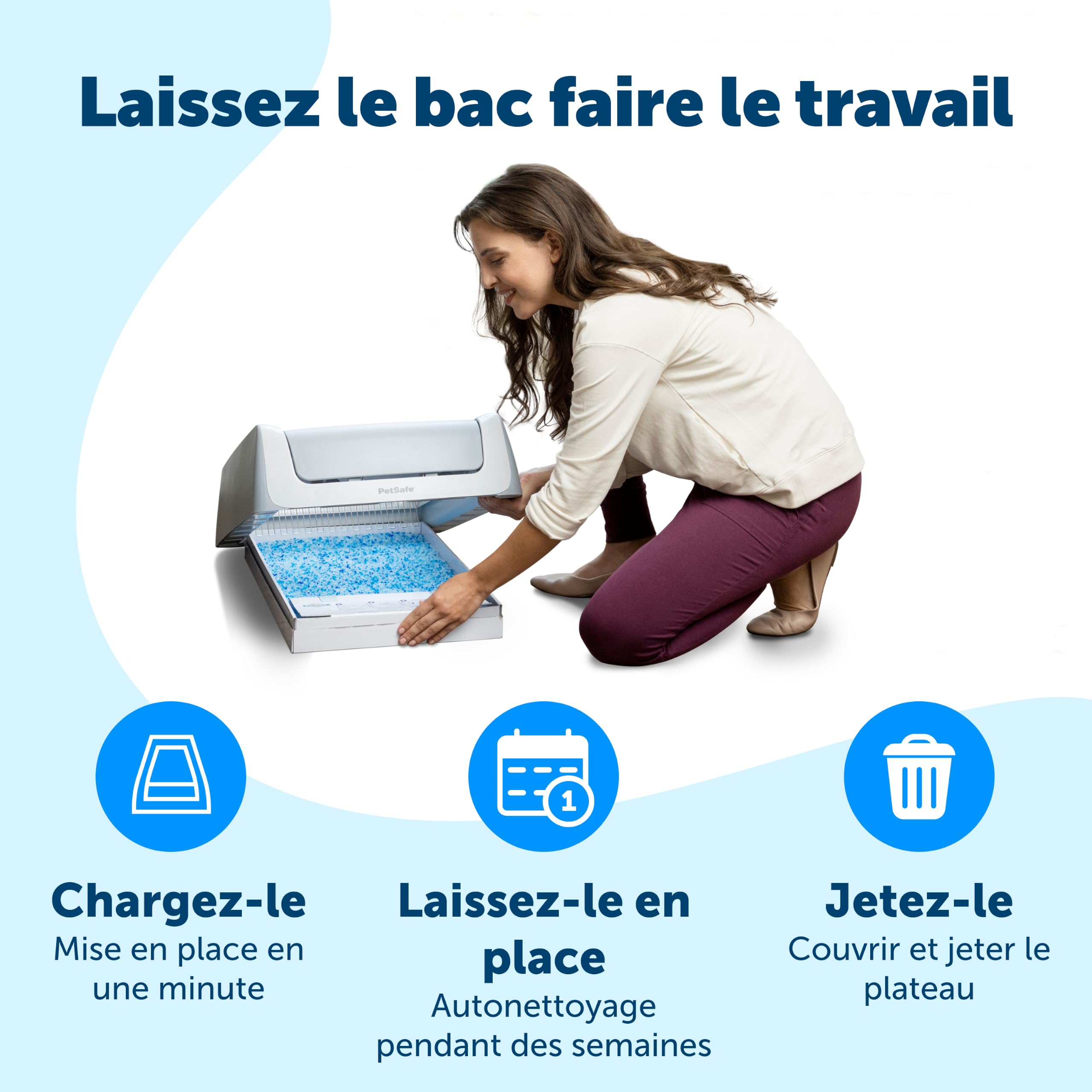 PetSafe ScoopFree Bac à Litière de Remplacement pour Chats avec Cristaux Bleus - Contrôle des Odeurs, sans Poussière, Protection Contre Les Fuites - Paquet de 3