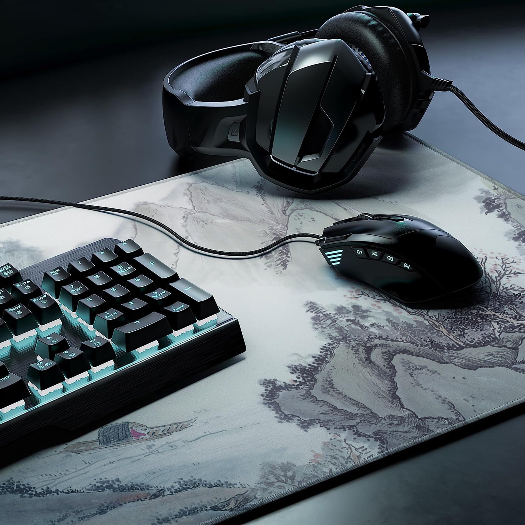 LL-COEUR XXL Paesaggio Tappetino per Mouse Pad Gaming Computer Scrivania Desk Mat (700 x 300 x 3 mm, Paesaggio 1)