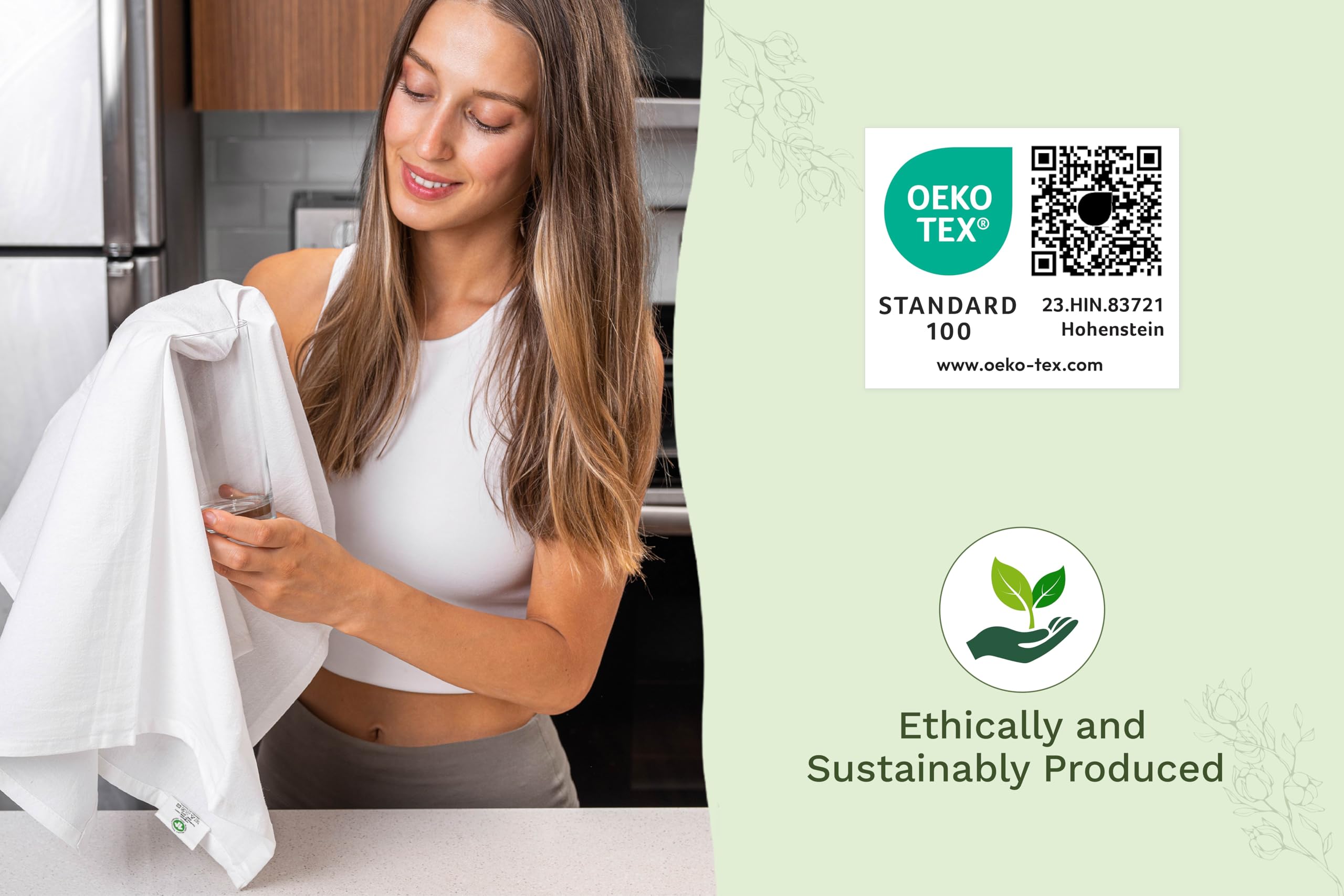Strofinacci bianchi in cotone biologico – Confezione da 10 strofinacci da cucina bianchi ad asciugatura rapida – Strofinacci bianchi in cotone biologico senza lanugine – extra large altamente