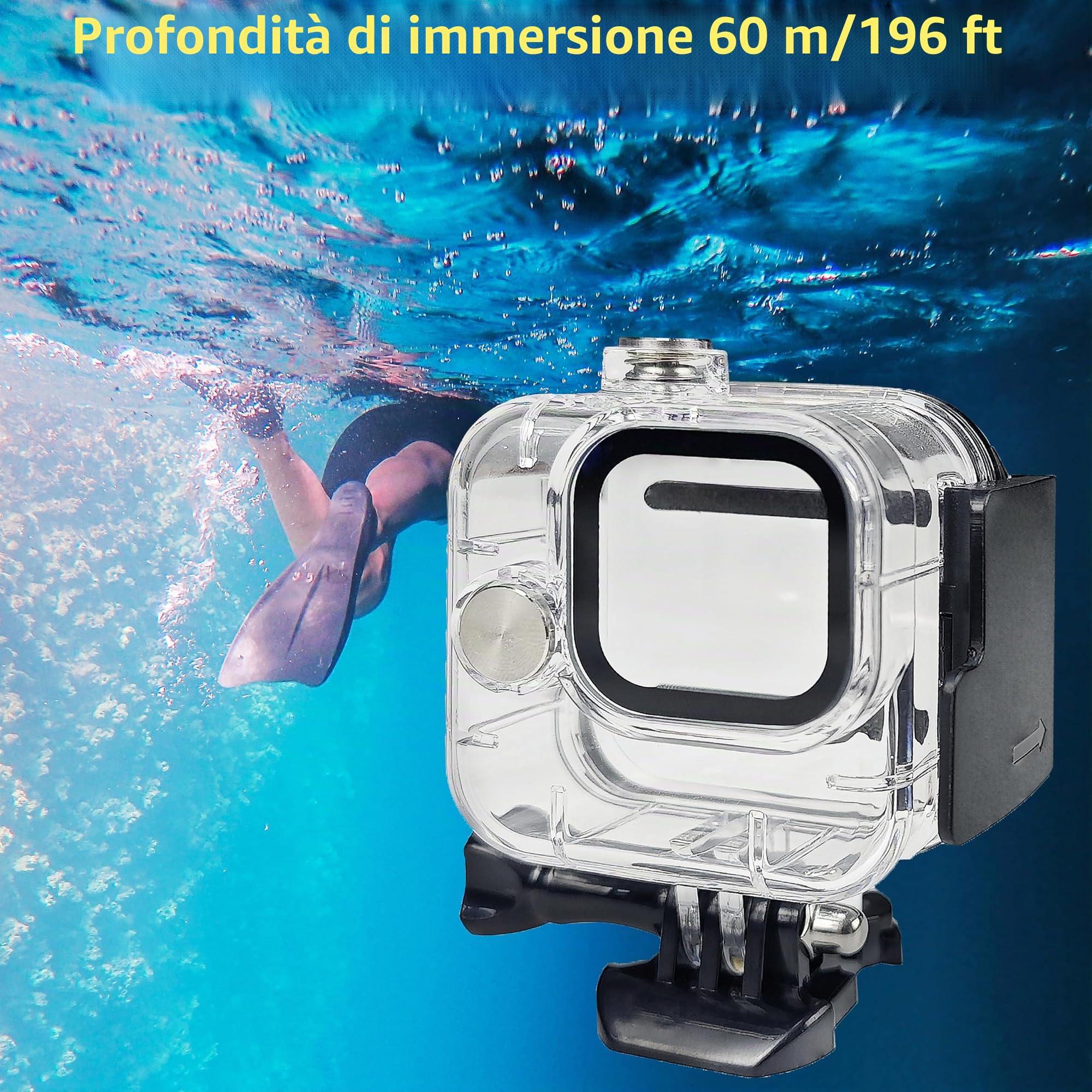 FitStill custodia impermeabile subacquea 60 m, filtri subacquei, compatibile Go Pro HERO11 Black Mini, monopiede galleggiante con impugnatura, kit di accessori