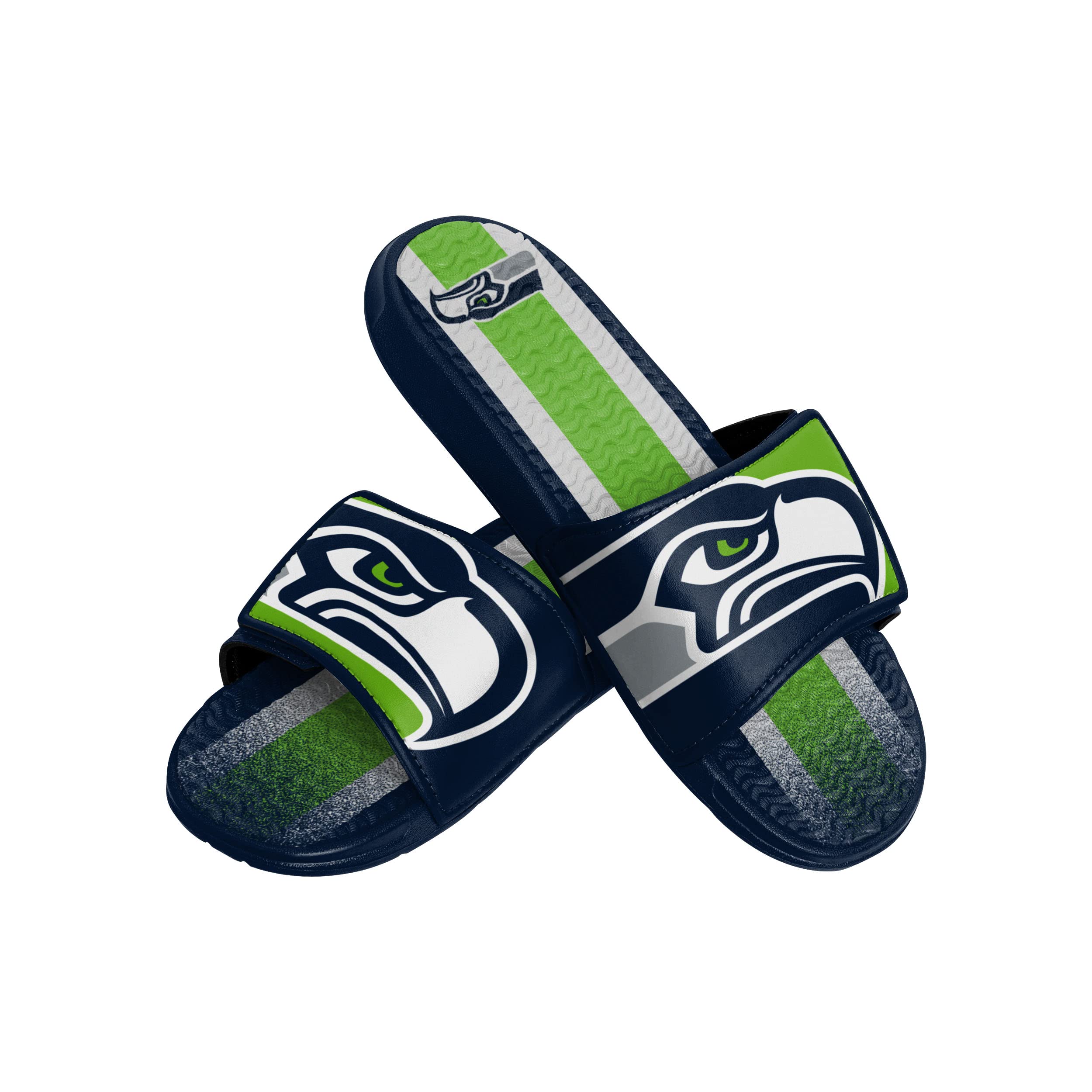 FOCO Seattle Seahawks NFL Mens Team Stripe Gel Slide - S
