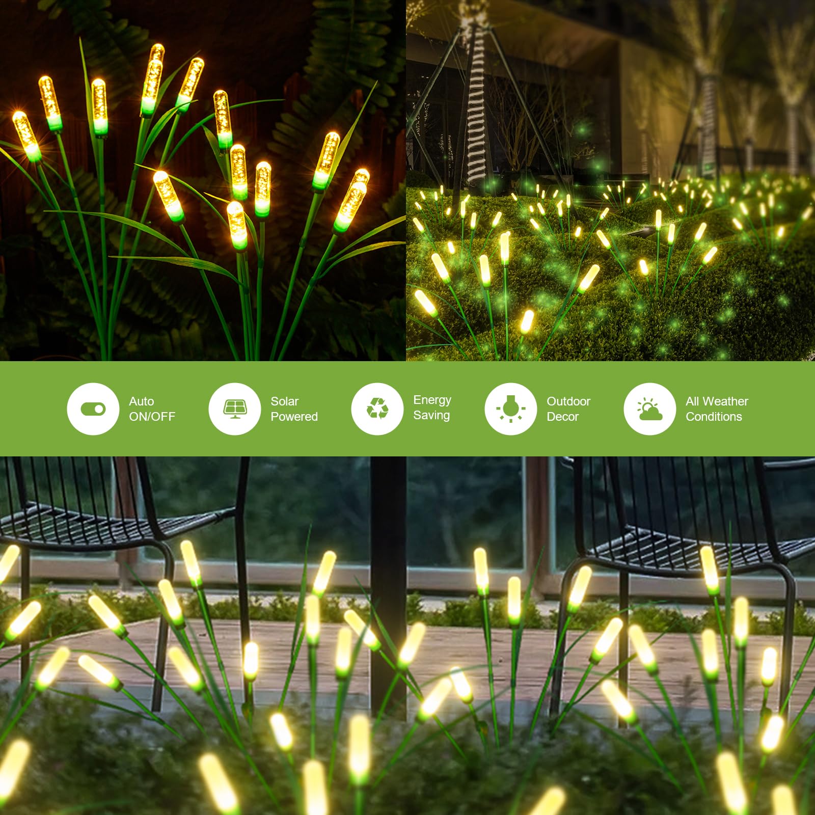 Solarne zewnętrzne lampy ogrodowe, ulepszone solarne światła LED kołyszące się do ogrodu, na patio, podwórko, ścieżkę, chodnik, wesele, przyjęcie, Boże Narodzenie, oświetlenie krajobrazu (2