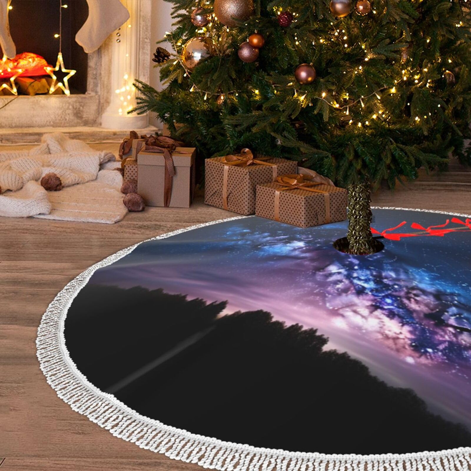 Tapis de décoration rustique pour sapin de Noël style ferme