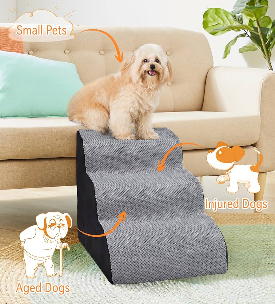 Dreamcatcher 2 Step Dog Stairs For Bed 55x40x30cm, High Density Foam Ramp