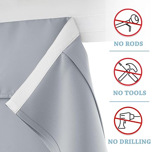 Miniatura 9 de RYB HOME - Cortinas 100% opacas para puerta Tricia, mezcla texturizada de lino, aislamiento térmico, privacidad, ventana de puerta francesa,