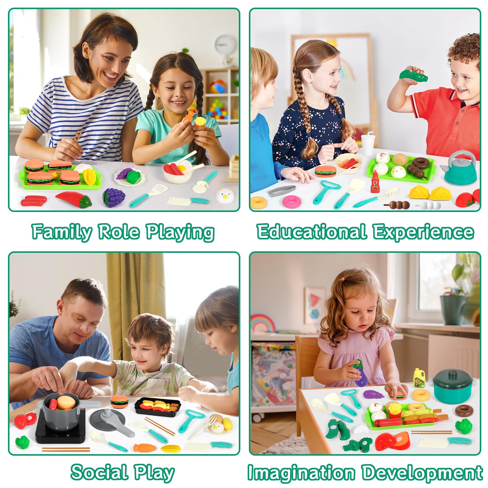 76 Pcs Accesorios de Juguetes de Cocina para Niños, Juguetes de Cocina con Ollas y Sartenes, Juego de Roles de Chef Infantil para Niños y Niñas de 3 4 5 6 7 8 Años — view 5
