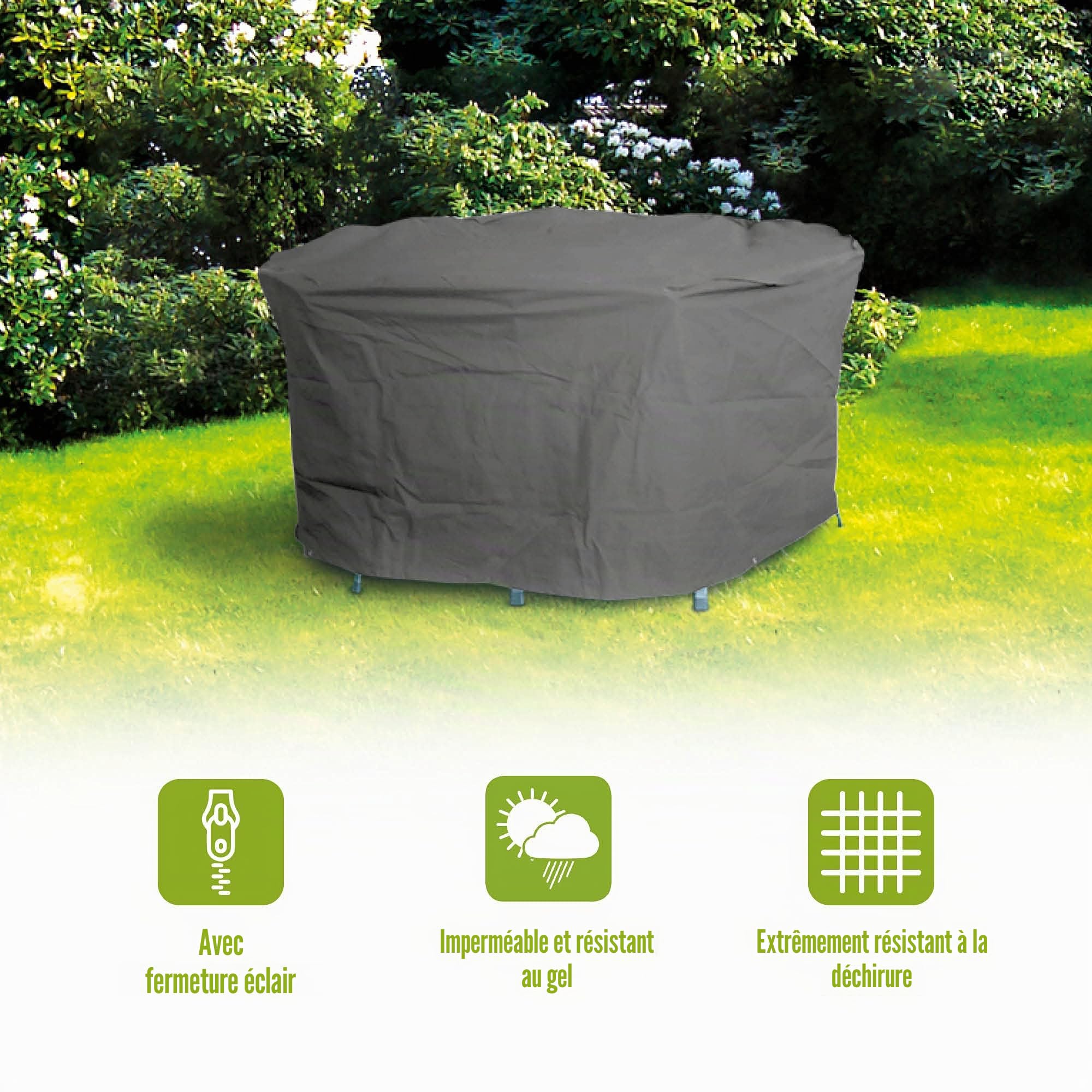 Beo acamp Housse de Protection pour Meubles de Jardin ovales jusqu'à 160 x 95 cm, résistante à la déchirure, Anthracite, Housse de Protection pour Meubles de Jardin résistante à l'hiver