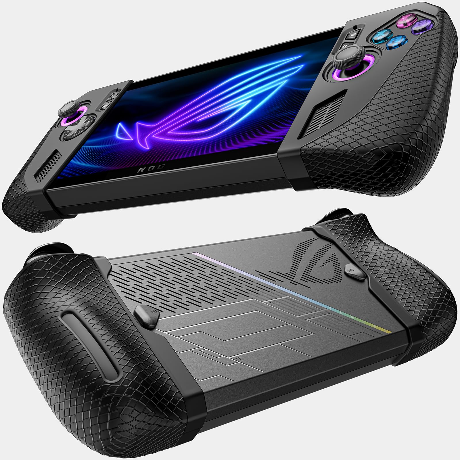 JSAUX Silicone Grip Protection Case Compatible with ROG Ally X, ROG Ally X Grip Skin, Asus Rog Ally X Accessories, Silicone Sleeve Set (one Left and one Right)- PC0113 Black