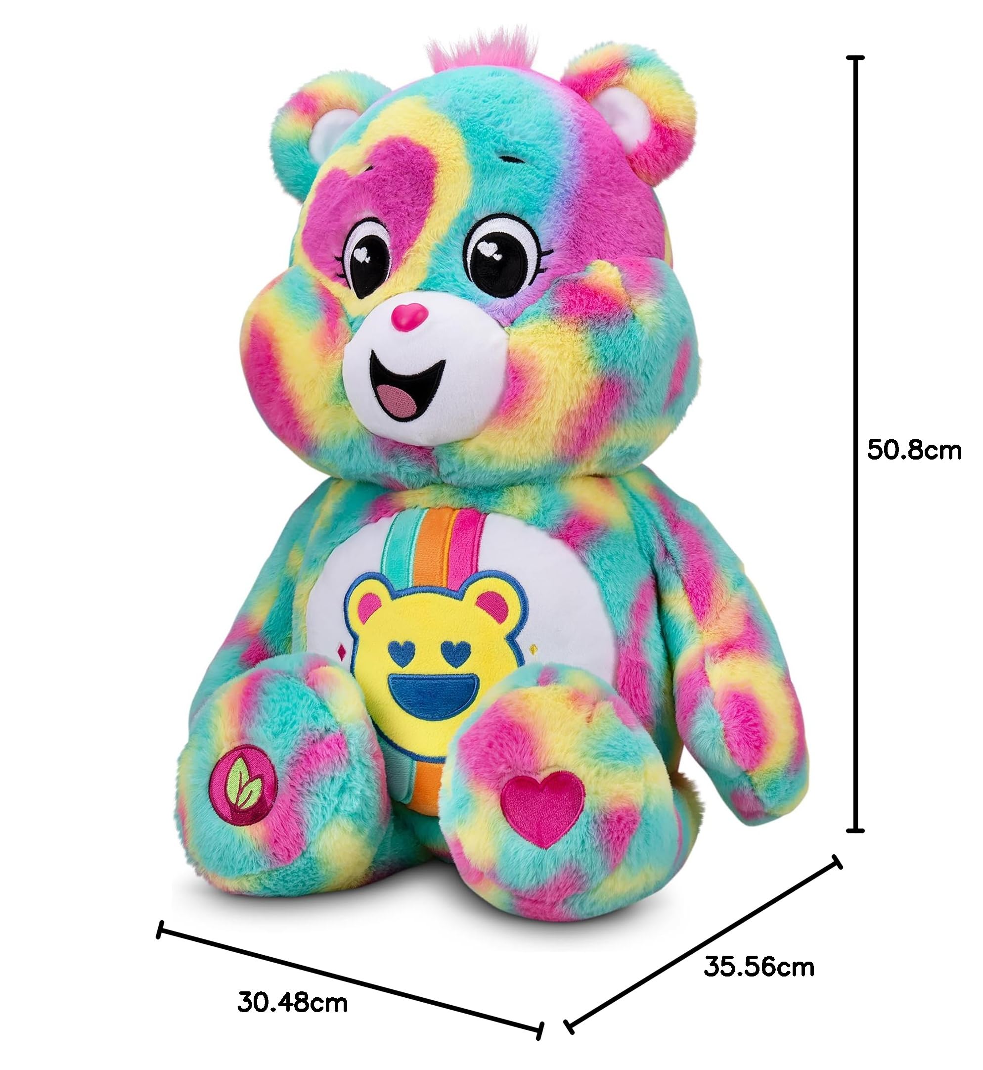 Basic Fun Care Bears Good Vibes 60 cm gigantyczny pluszak - duży miękki miś z naszywką z sercem na brzuchu - zabawka kolekcjonerska dla dzieci od 4 lat - Przytulny prezent
