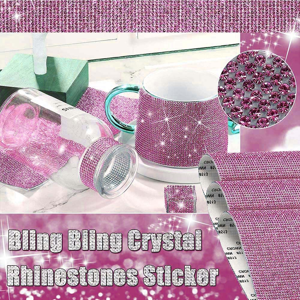 Bling Crystal Rhinestone Sticker DIY Car Decoration Sticker Sticker Glitter strass Crystal Gem Stickers decorazione auto regalo (rosa chiaro, 39,6 x 23,9 cm)