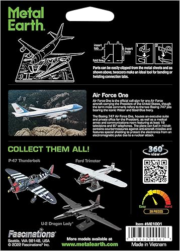 Miniatura 2 de Fascinations Metal Earth Air Force One - Kit de modelo de metal 3D con pinzas