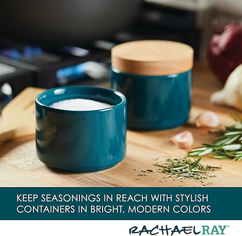 Miniatura 4 de Rachael Ray Ceramics - Juego de cajas apilables para especias y condimentos con tapa, 2 piezas, color verde azulado