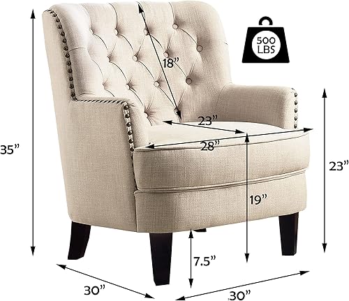 Miniatura 2 de Rosevera Atlas Furniture - Silla de lectura para sala de estar, cómodas, pequeñas, para dormitorio, estándar, lino natural