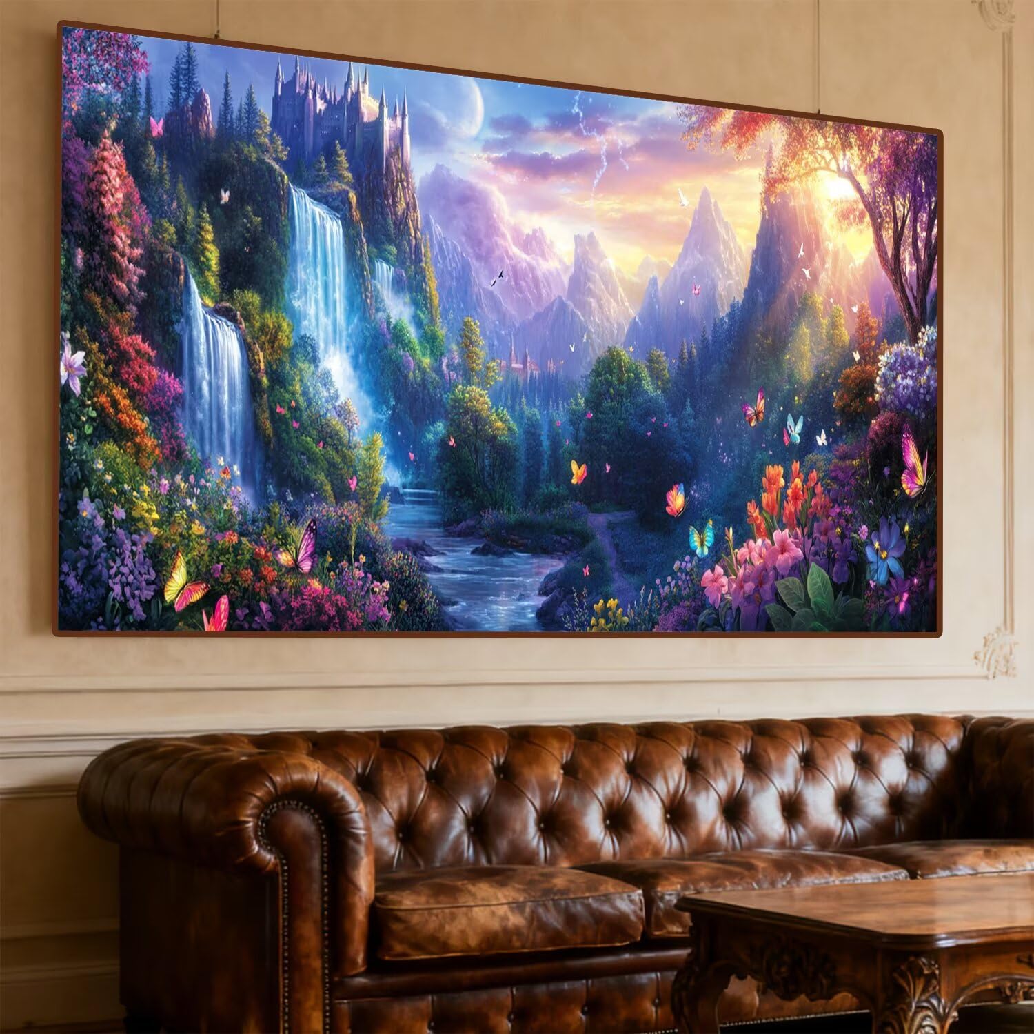 Malowanie diamentami górskie malarstwo diamentowe pełny zestaw 120 x 50 cm diamentowe malowanie dziewczyna malować według numerów, DIY diamenty kryształowe mozaika DIY malarstwo dla dorosłych prezenty