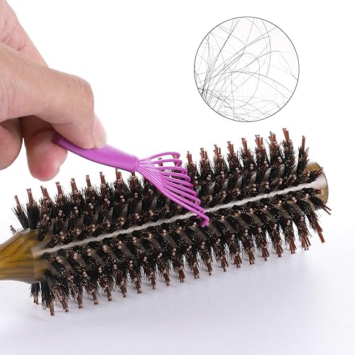 Miniatura 6 de Vista Cepillo de pelo redondo con cerdas de jabalí, cepillo de pelo de madera para mujer, mango de secado por soplado, cepillo antiestático para