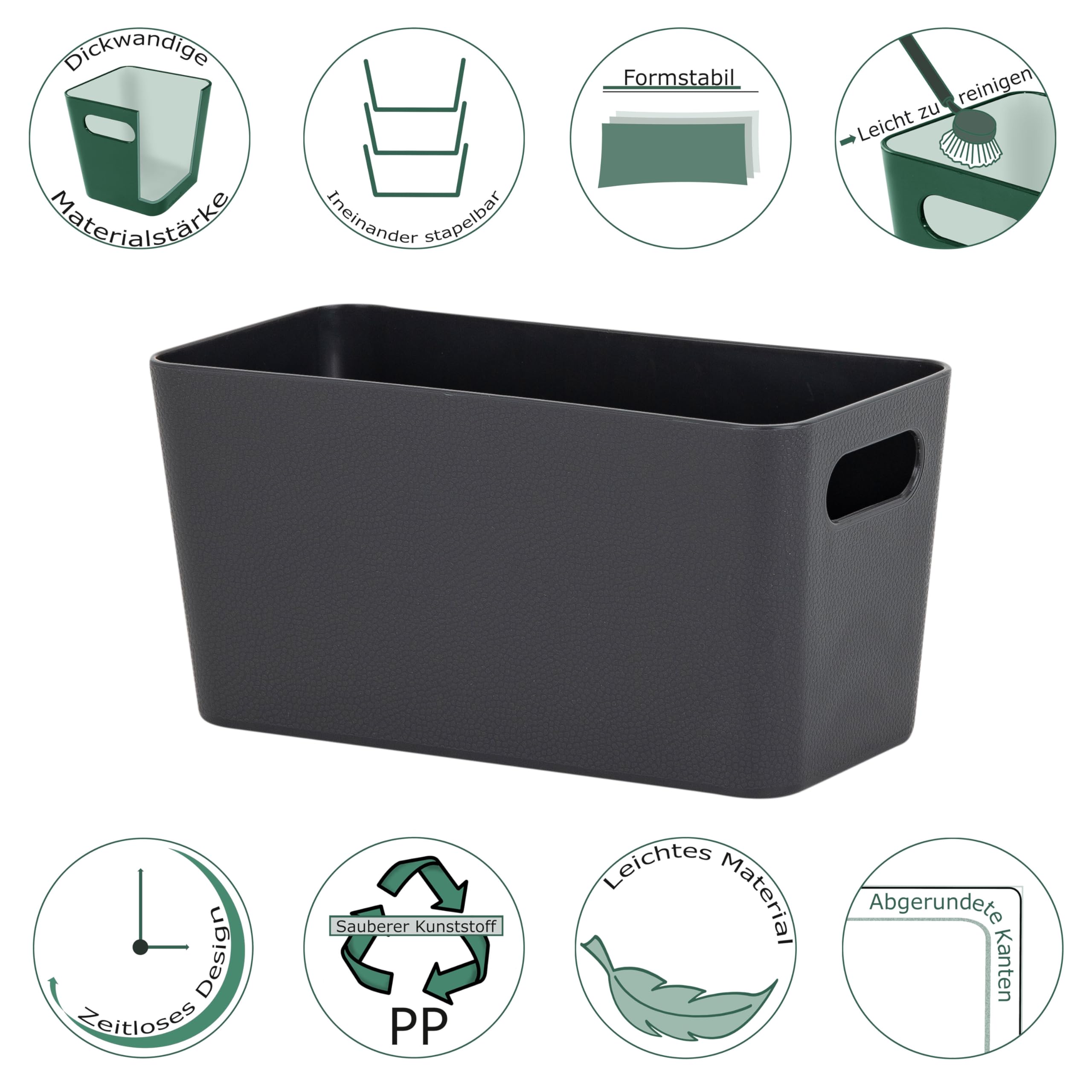 #11 12x Ordnungsbox 10cm hoch anthrazit 20x10cm Ordnungskorb Wandregal