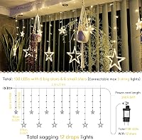 Bigzom LED Csillag Fényfüggöny 138 LED-del - 2,4x1m Meleg Fehér Világítás 8 Fénymóddal - Vízálló Karácsonyi Dekoráció Ablakra, Falra, Beltér 3