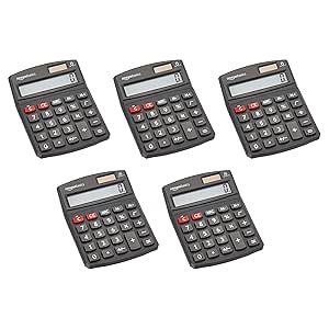 鶹 Basics LCD 8-Digit Desktop Calculator, Black - 5 Pack