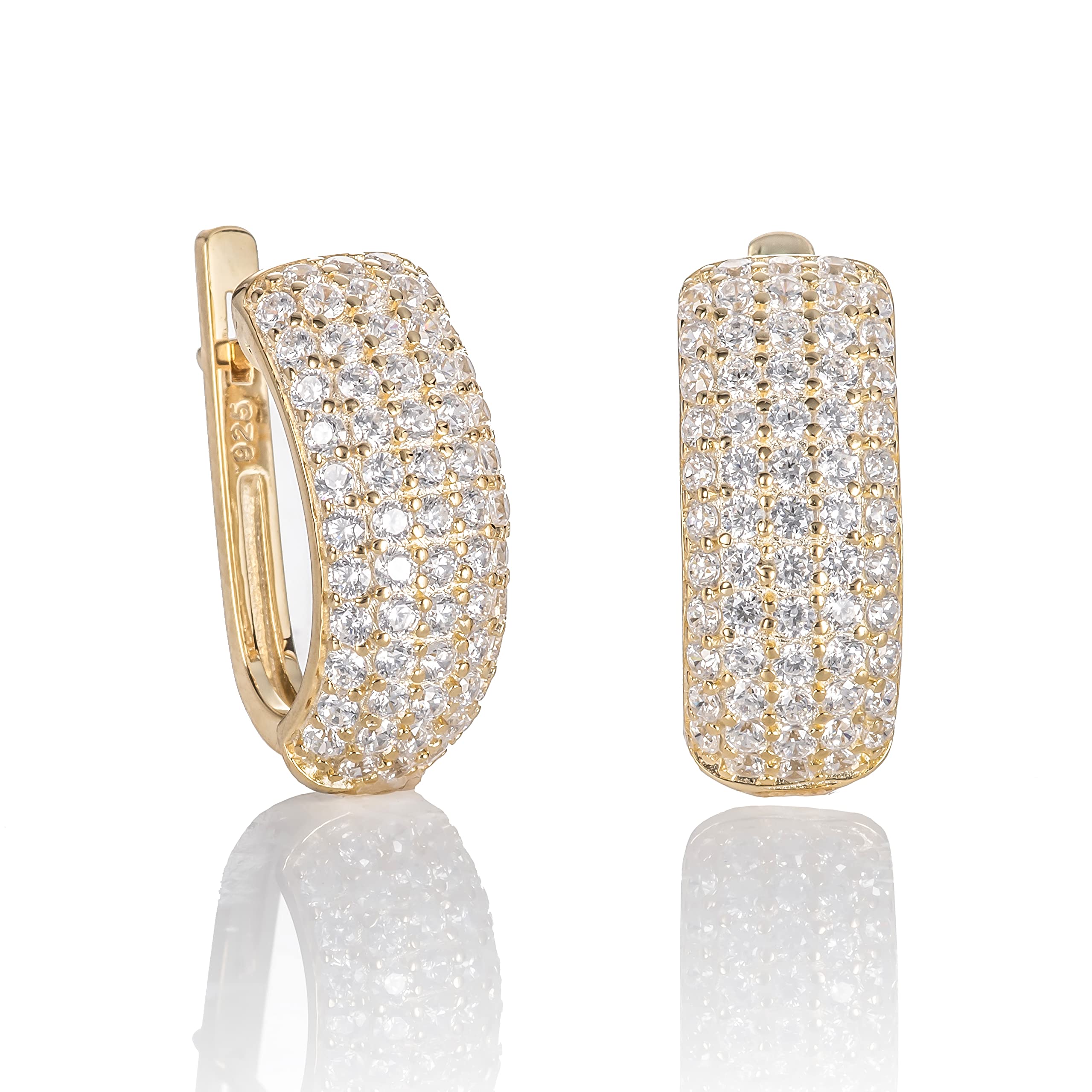 Namana Sterling zilveren creolen met kubieke zirkonia. Sterling Huggie oorbellen voor vrouwen in zilver met geschenkdoos, 8 millimeters, Sterling zilver, Kubieke zirkonia