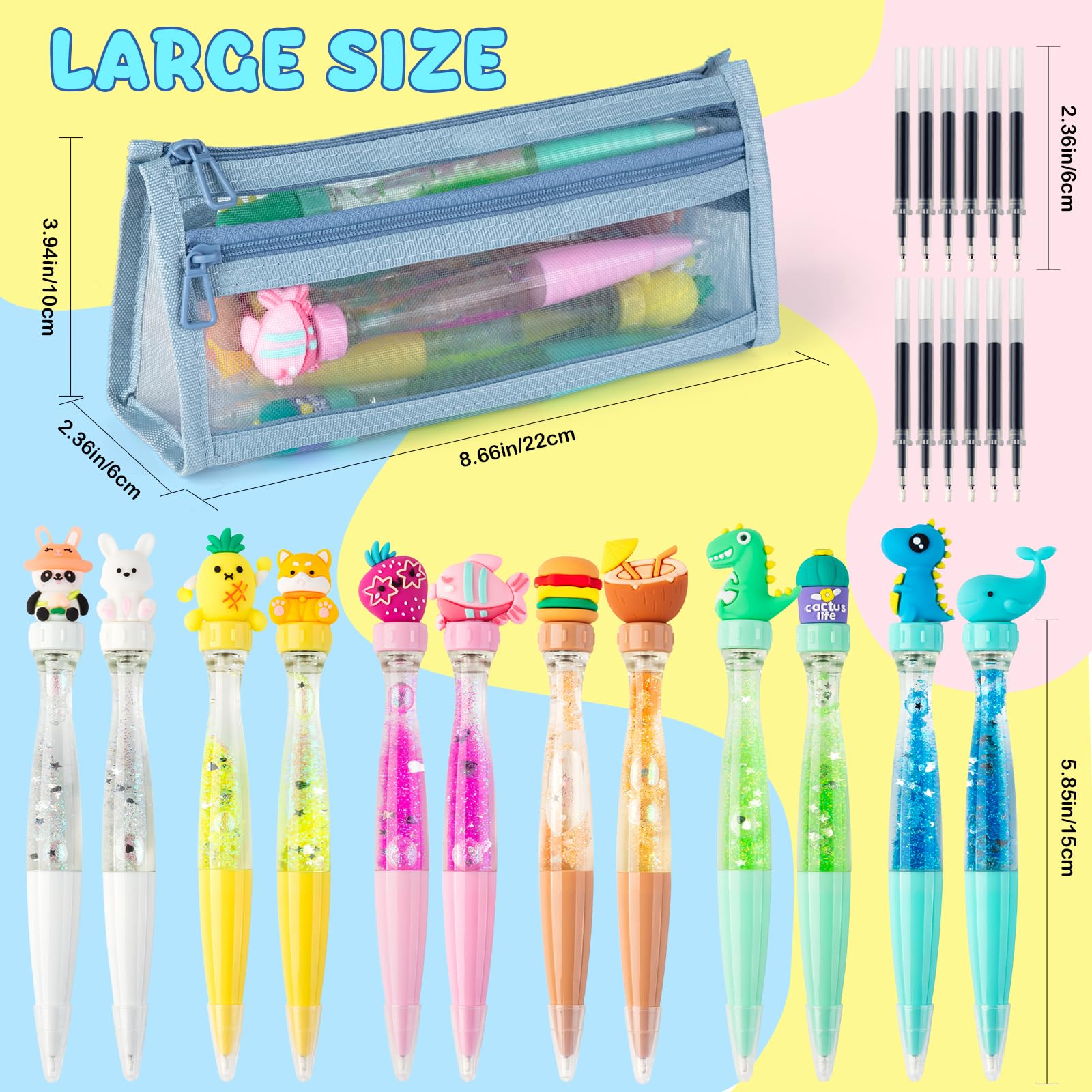 Tigerhu 12 Pezzi Penne a Sfera, Carino Gadget Compleanno Bambina, Regalini Fine Festa con Animali Borsa Penna, Regali Compleanno Bambini Invitati, Regalo di Fine Scuola per Ragazze Ragazzi di 6+ Anni