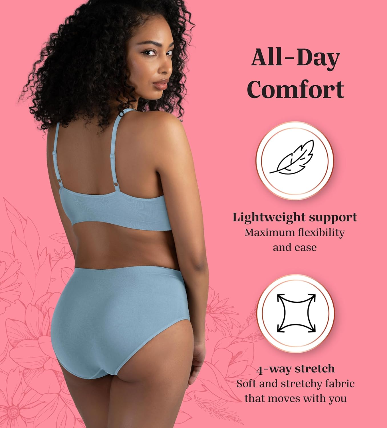 Attributes Womens Seamless Briefs, Ropa Sin Costuras Para Mujeres, 5 Pack, Breathable, Moisture Wicking - Image 4