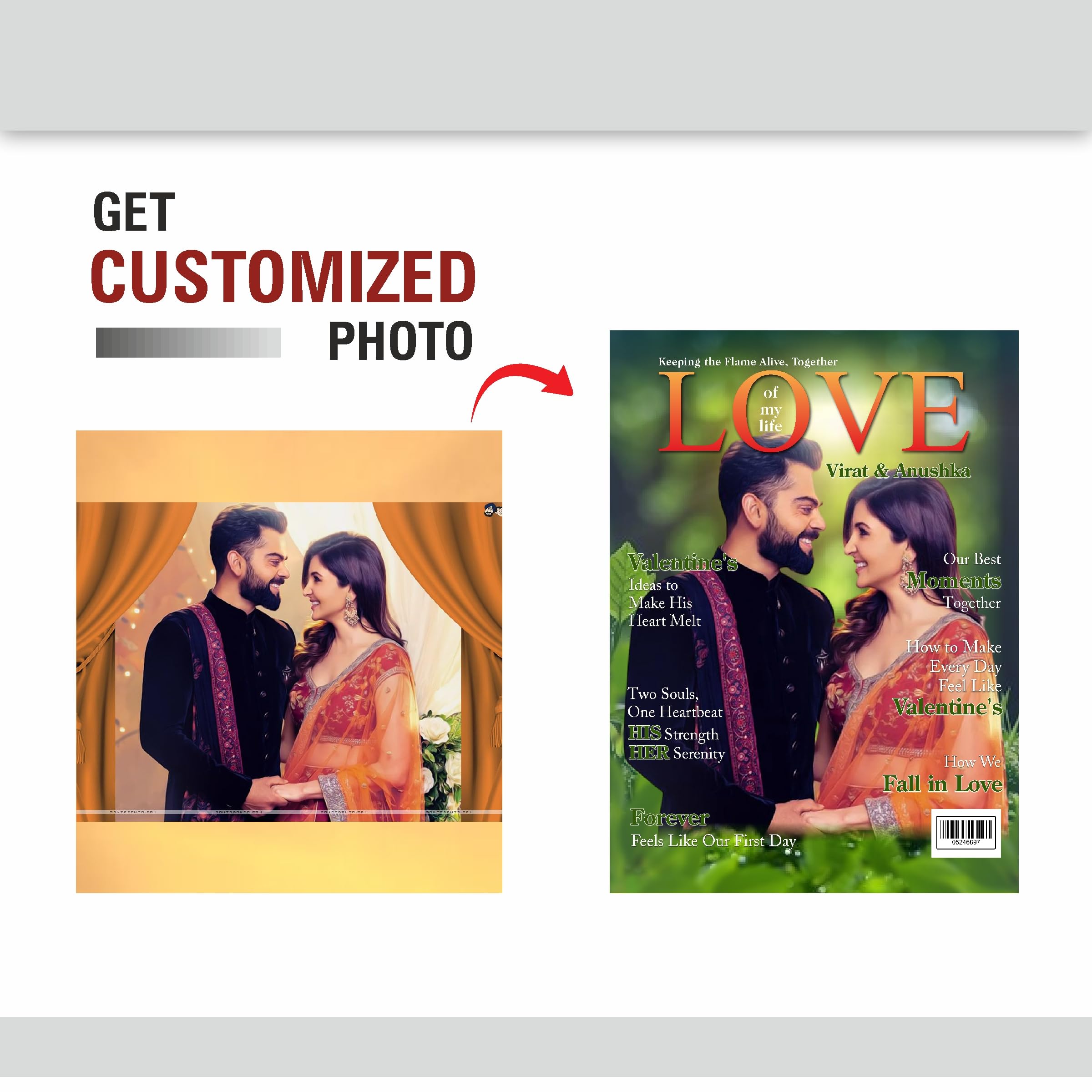 Personalized Valentine’s Gift Romantic Magazine Cover Frame 9.25 x… – view 7