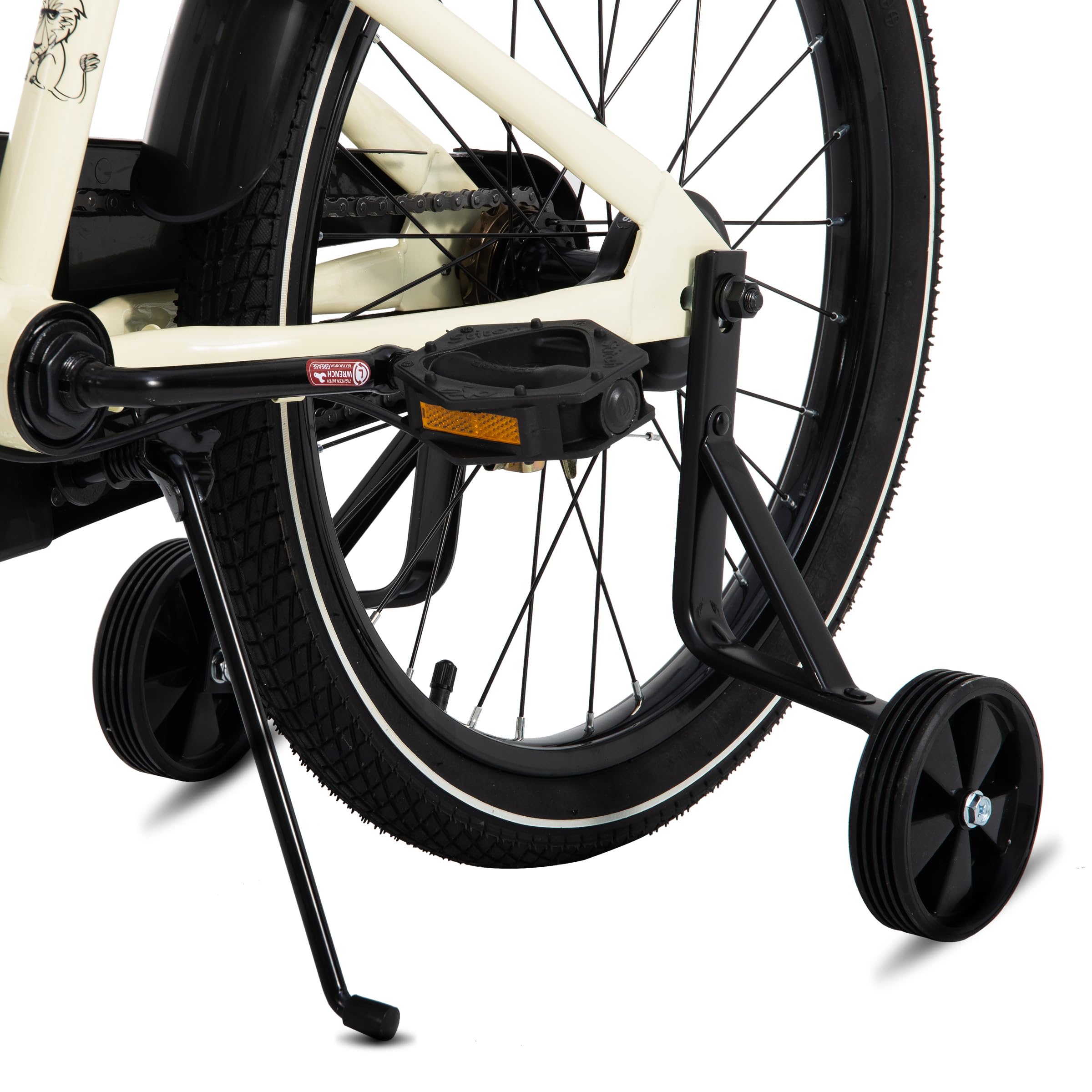 STITCH Bici vintage de 18 pulgadas para niños y niñas de 6 a 8 años, bici infantil de 18 pulgadas con estabilizador y soporte, beige