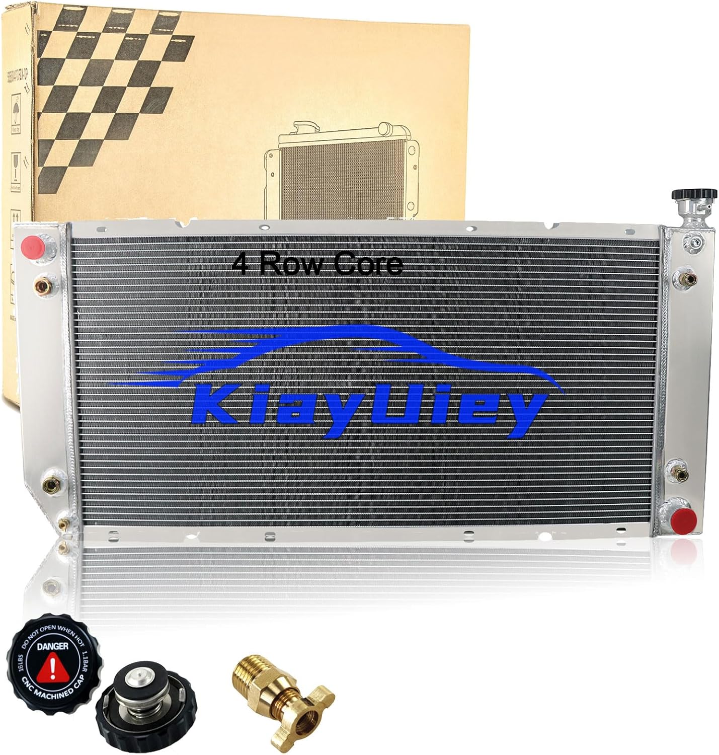 4 Row Aluminum Radiator Compatible with 1994-1999 Chevy GMC C/K 1500 2500 3500 5.0L 5.7L 7.4L V8 Chevrolet Tahoe 1995 1996 1997 1998