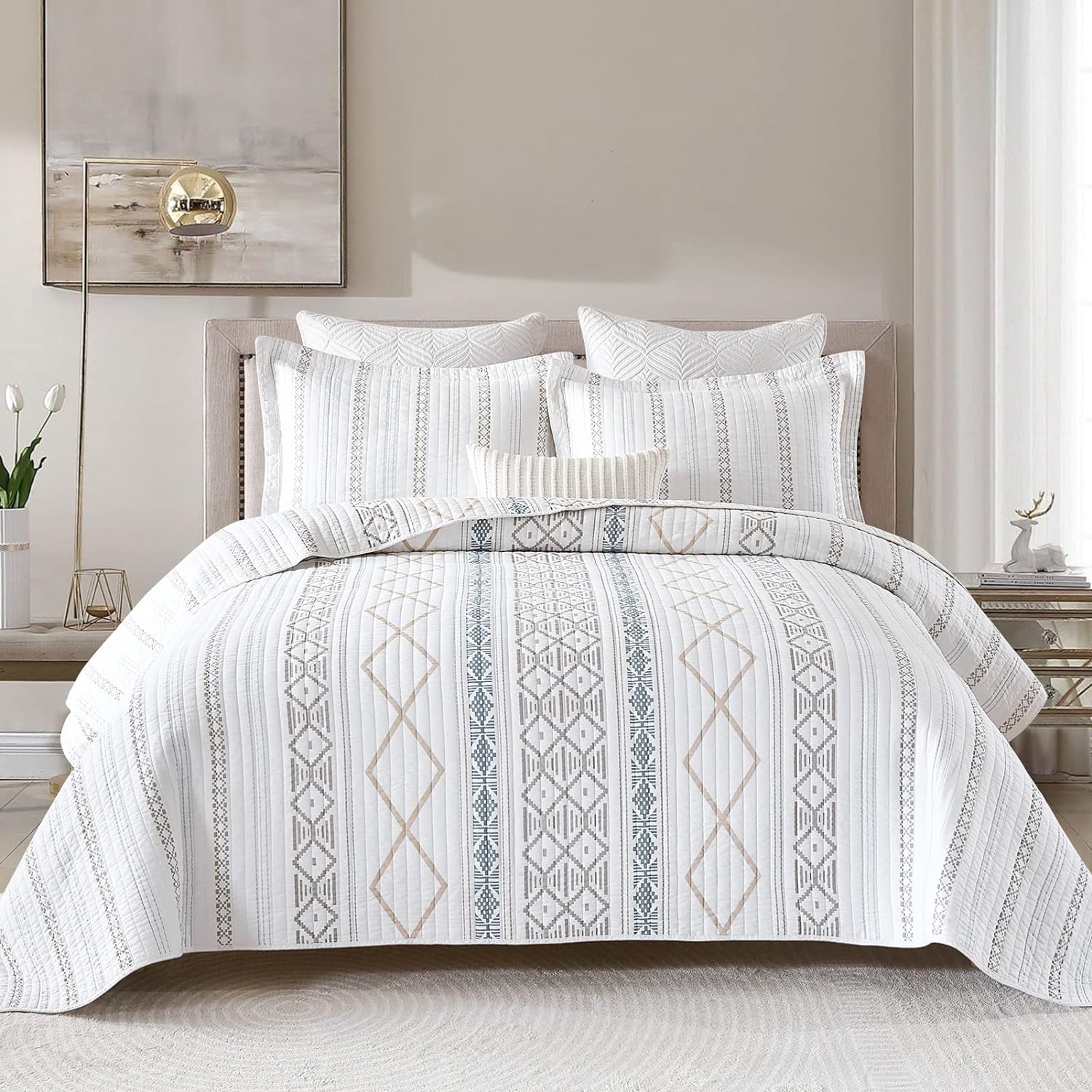 YPLWOMEN Geometric Quilt King Size 100 Cotton King Size