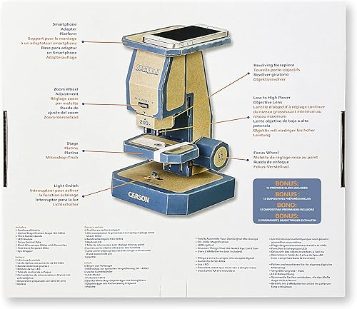 Miniatura 6 de Carson Optigami - Kit educativo de ciencia para niños, microscopio de cartón STEM DIY para niños (OG-100) pequeño