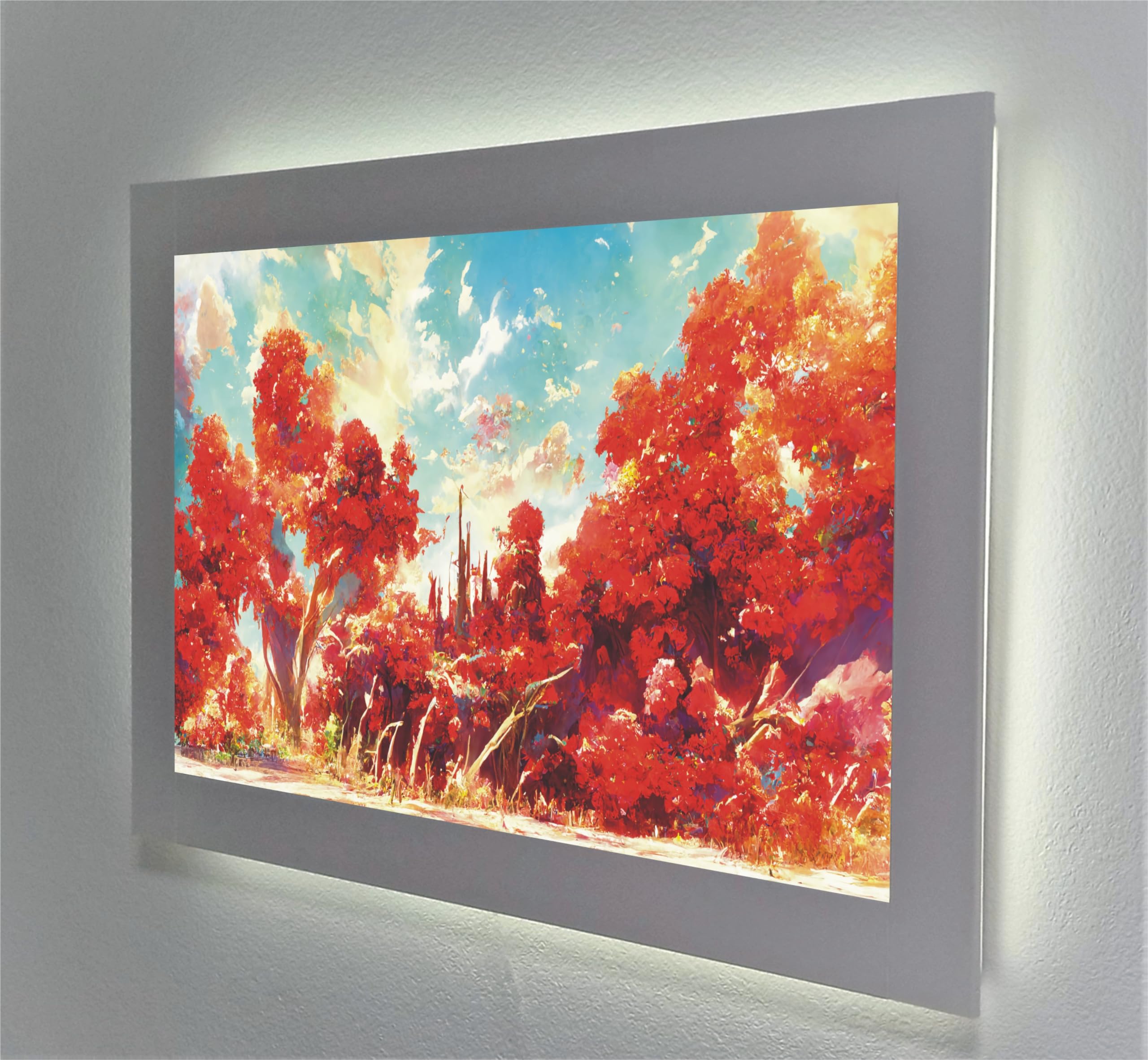 Tableau lumineux LED Forêt à l'automne pour illuminer une pièce sombre