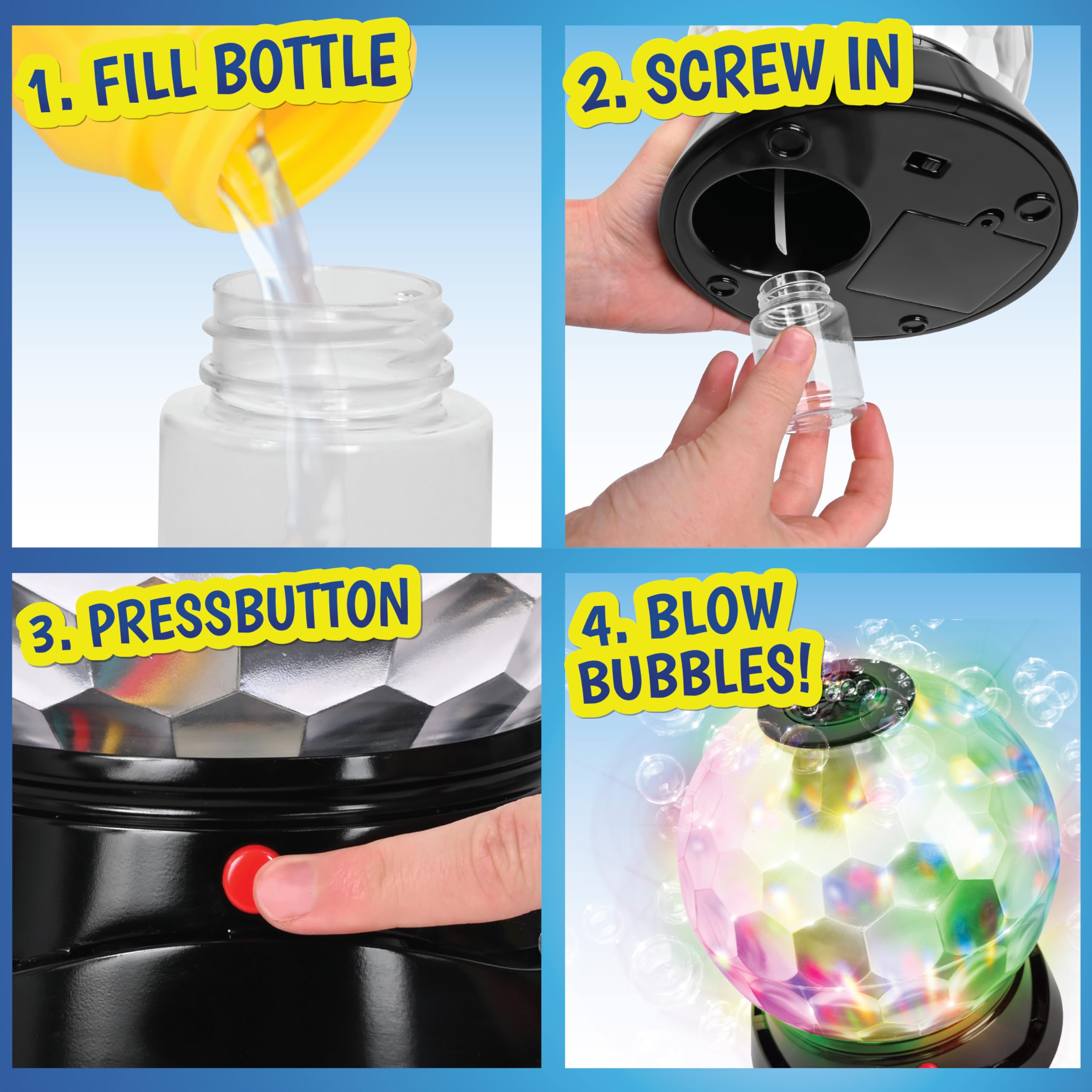 Maxx Bubbles Bubble Light Show – Grande macchina per bolle con luci rotanti da discoteca, macchina automatica per bolle per bambini e adulti, perfetta per feste, matrimoni, compleanni ed eventi