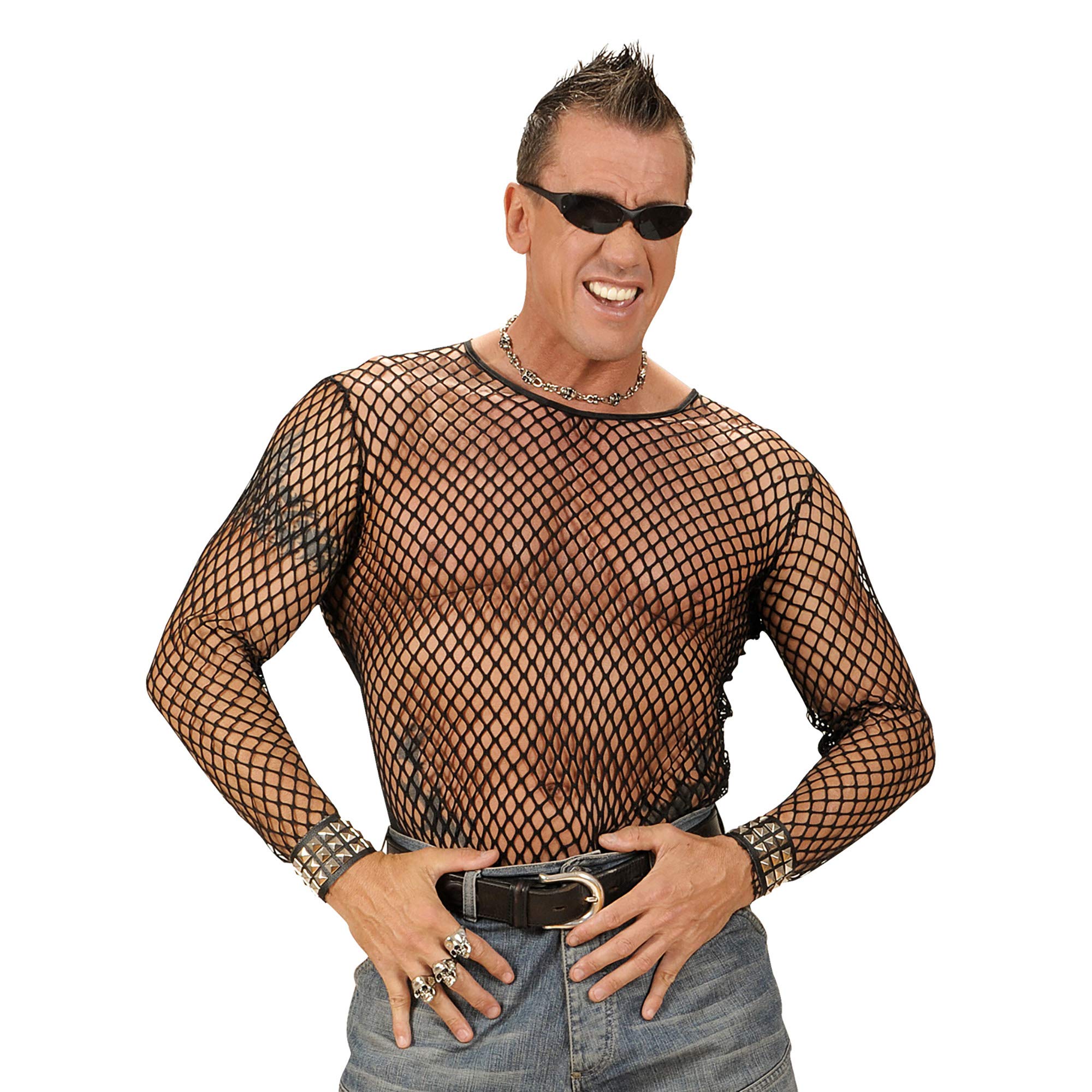 M/L Size Black Fishnet Shirts Costume for 80s Film TV Fancy Dress