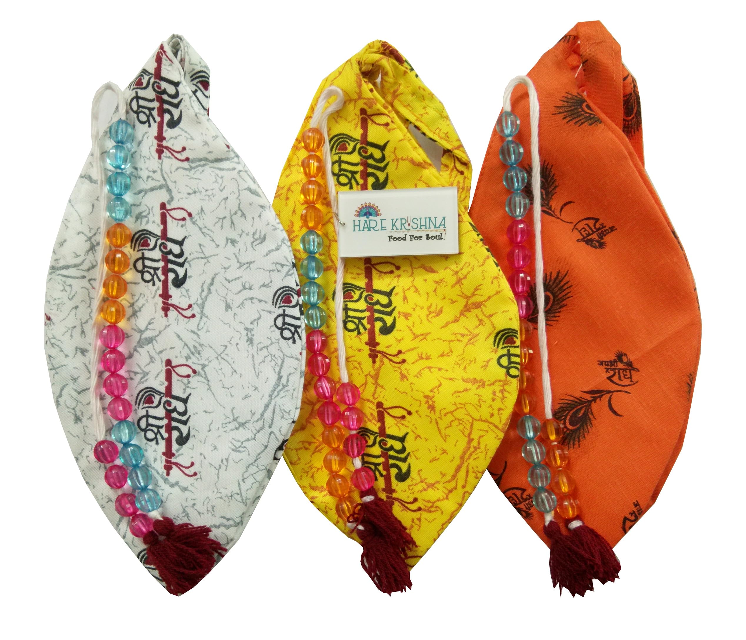 Hare Krishna Food For Soul Radhe Name Yellow+White+Red Jaap Mala Bag- Bead Bag-Japa Mala Bag-Gomukhi Mala Bag-Chanting Bead Bag-Japa Bead Bag with Sakshi Mala (Combo of 3) (B0BV63GWFT) Amazon Price History, Amazon Price Tracker