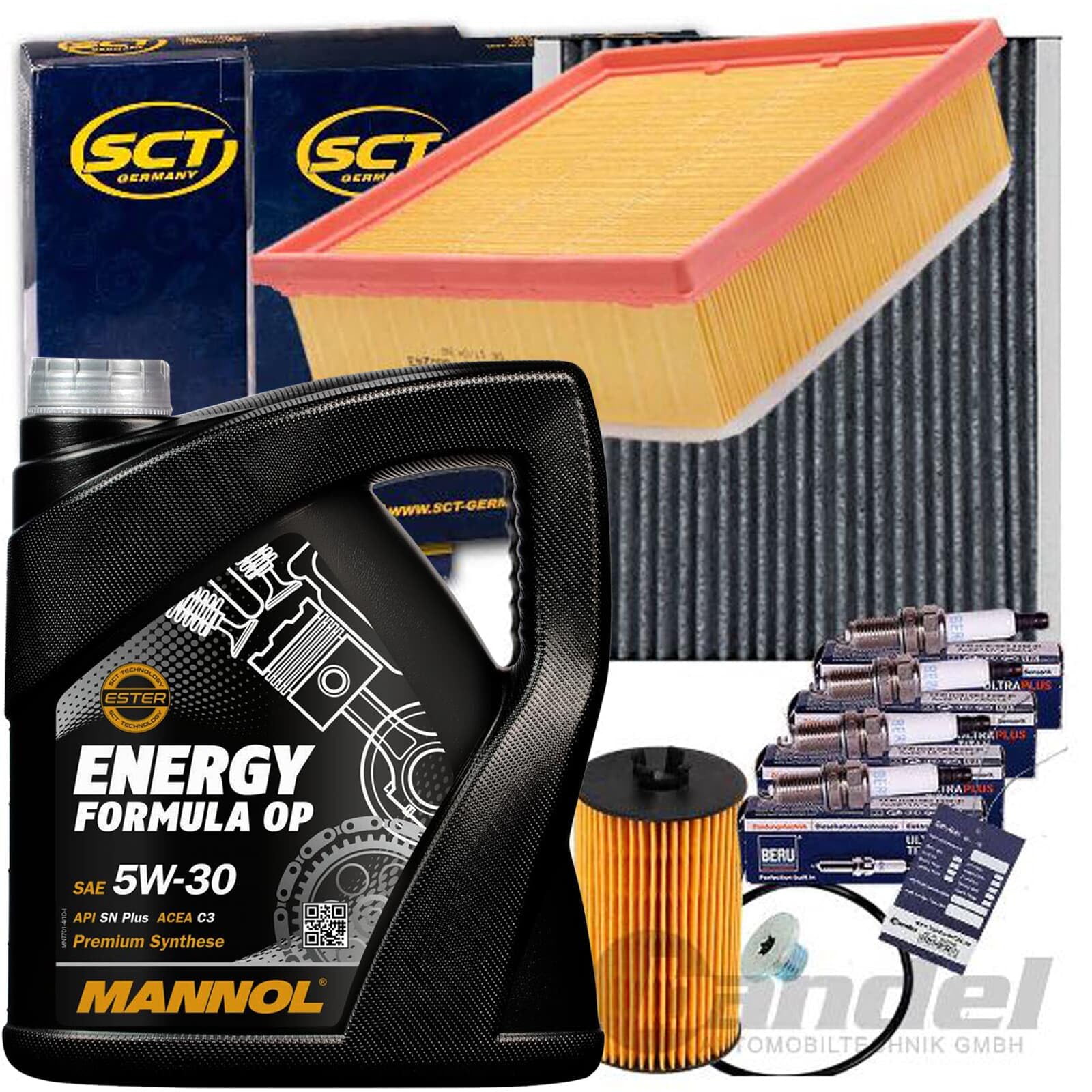 Filterset Mannol 5W30 Öl+Beru Zündkerzen | 90-180038010+SB2243+SAK204+1213800200+UPT2+5W30 Öl Kompatibel mit Corsa D (S07),Corsa D Kasten/schrägheck (S07)