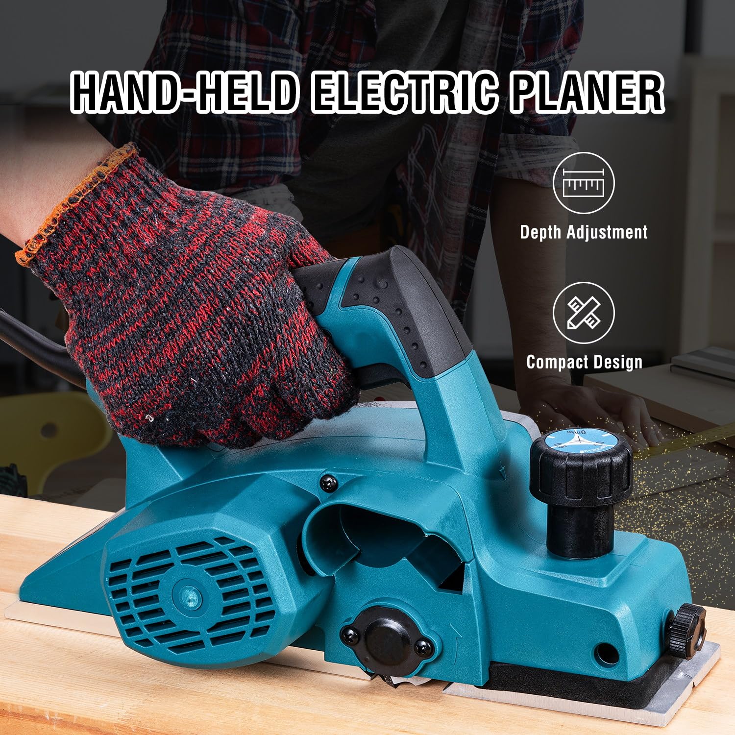 KATSU Tools Electric Planer 600W Handheld Corded Wood Planer, 82mm Planing Width, 2mm Chip Depth - Image 3