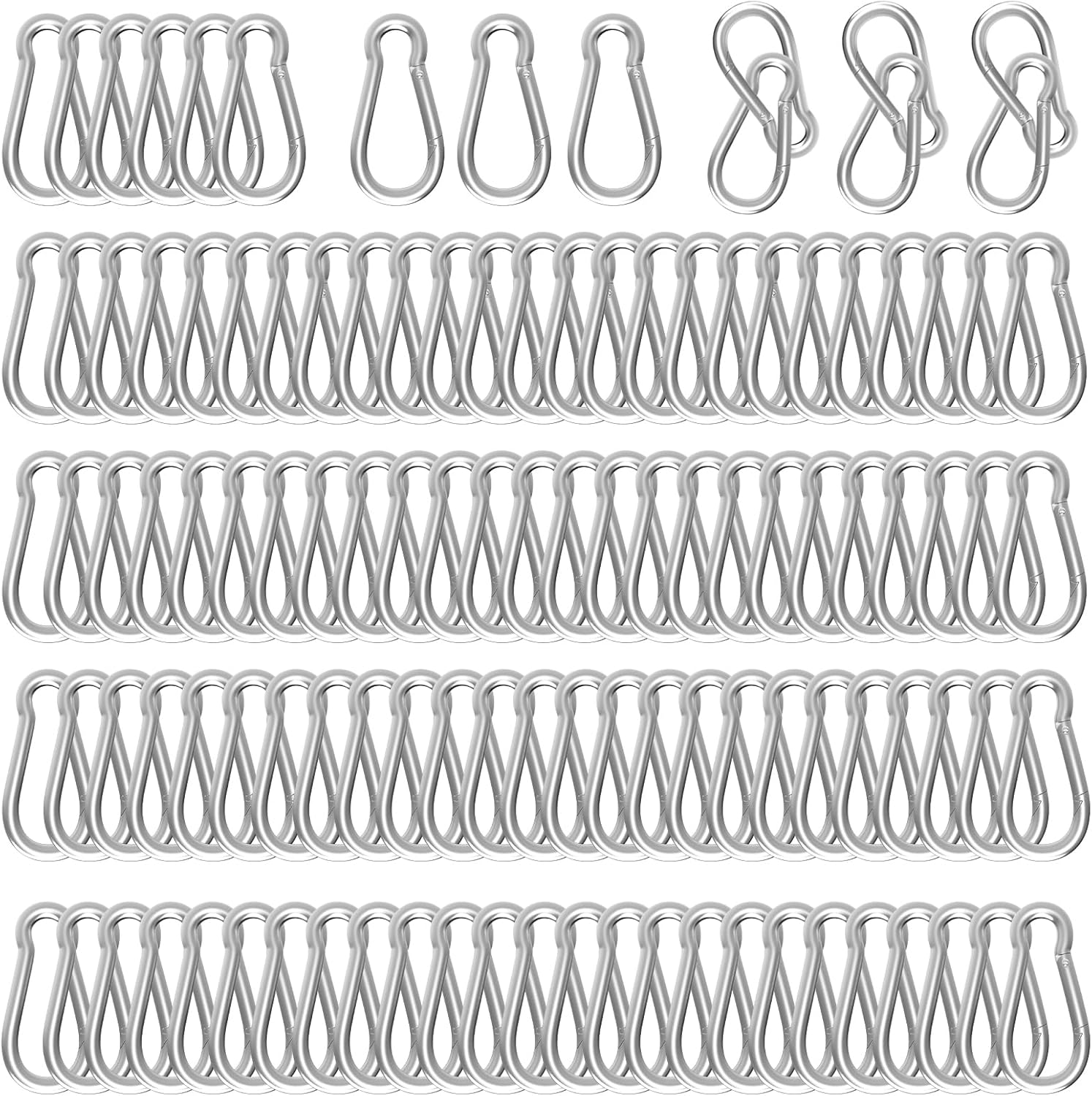 50-Pack M8 Carabiners Clip Heavy Duty Spring Snap Hook, 3Inch Galvanized Steel Carabiner, Safety Quick Links Snap Hooks, Spring Clips for Swing Hammock Camping Keychain Outdoor
