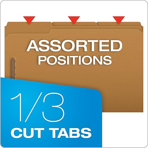 Miniatura 4 de Pendaflex FK312 Pendaflex Kraft - Carpeta de clasificación de 2 pastores con pestañas de corte de 13, 50caja, marrón, legal