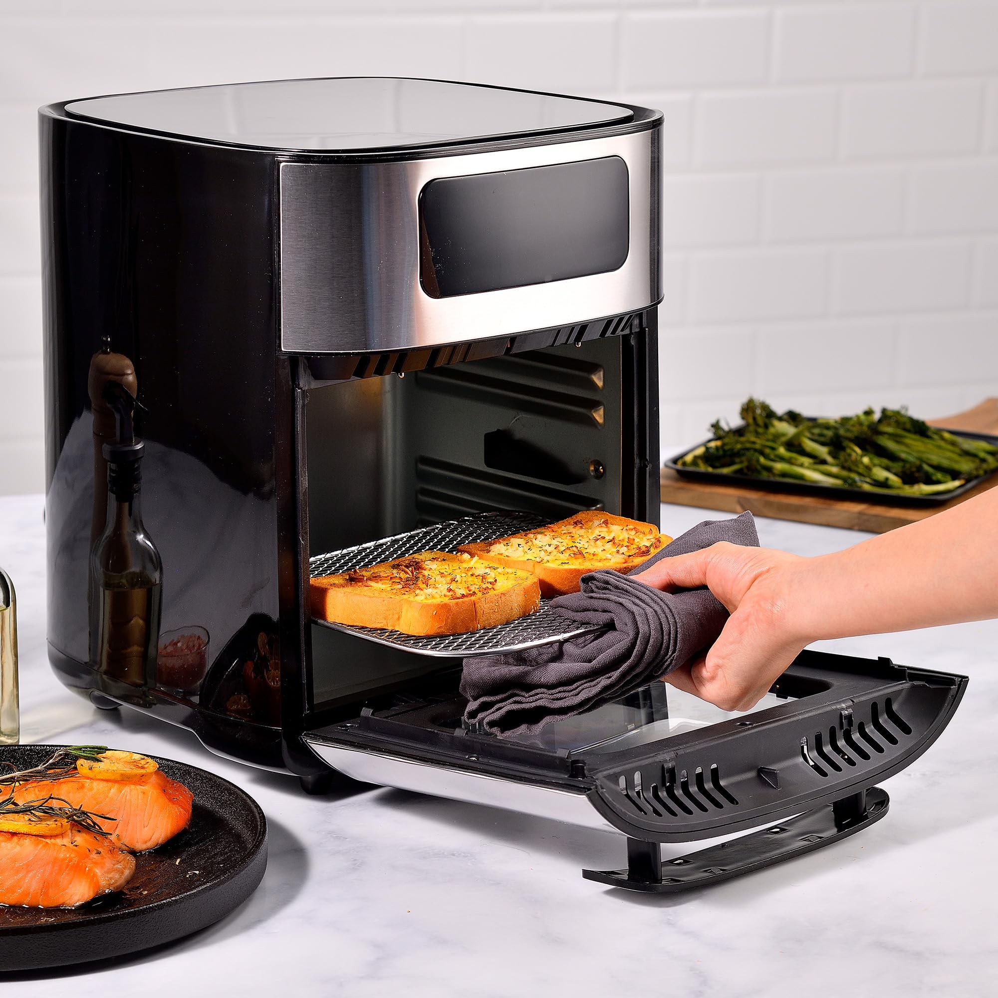 MasterPRO FOODIES frytkownica na gorące powietrze o pojemności 10 l, 1700 W, z okienkiem i cyfrowym wyświetlaczem LED, 8 programów gotowania, oszczędność energii, regulowana temperatura
