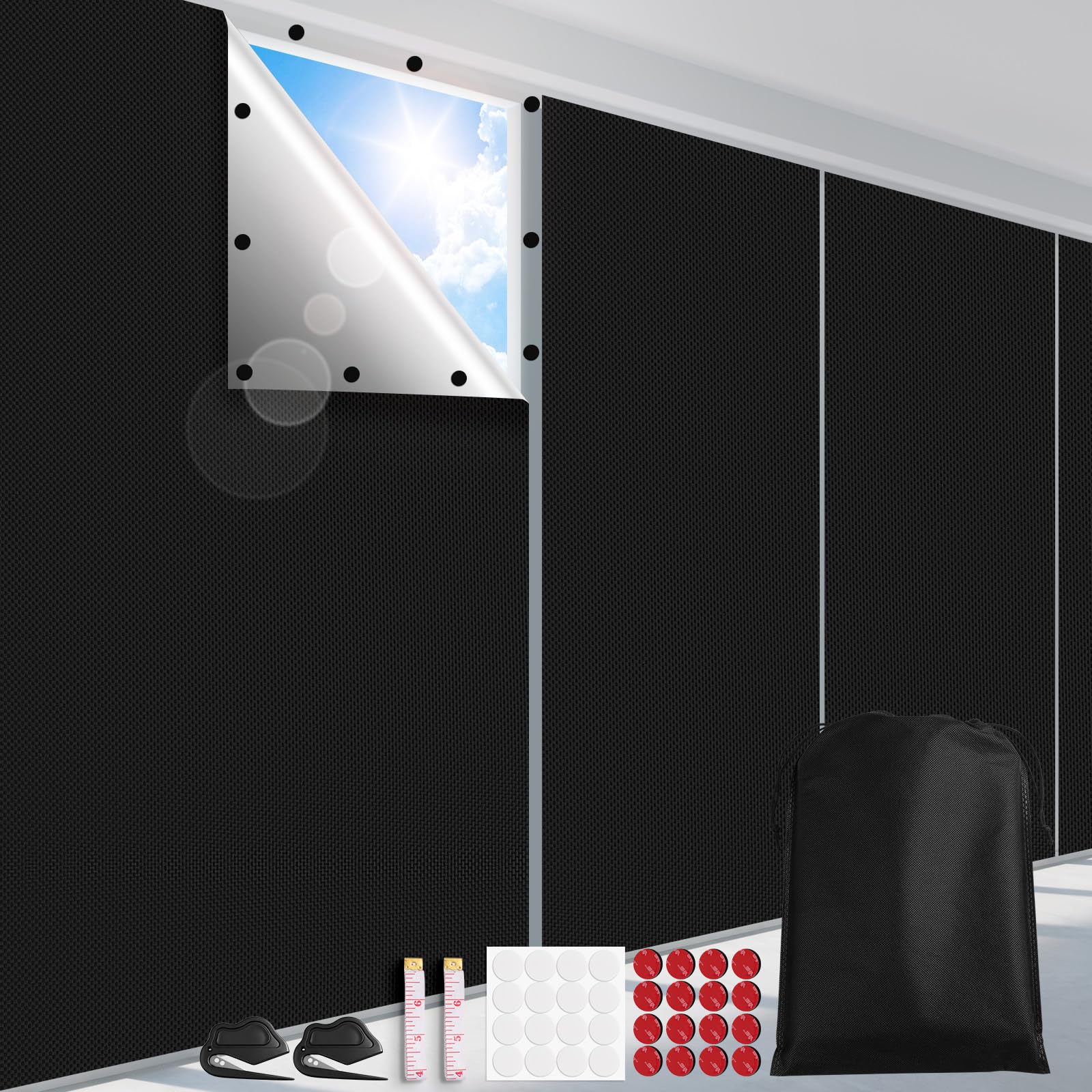 FADOTY 100% Blackout Curtains 2 Pack, 57"x 40" Black Out Window Cover