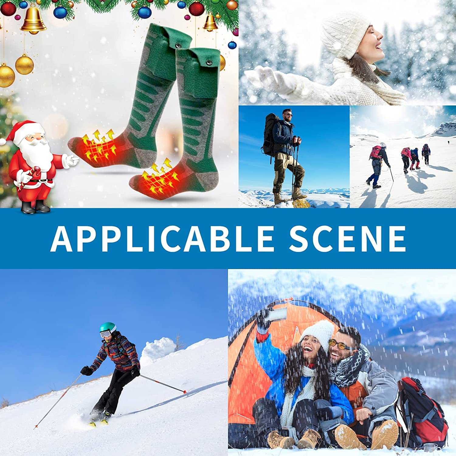 Chaussettes Chauffantes Homme Femme, Chaussettes Chaudes avec Télécommande APP à Batterie 5000mAh, Chauffe-Pieds d'hiver en Coton pour Ski, Pêche, Snowboard, Randonnée