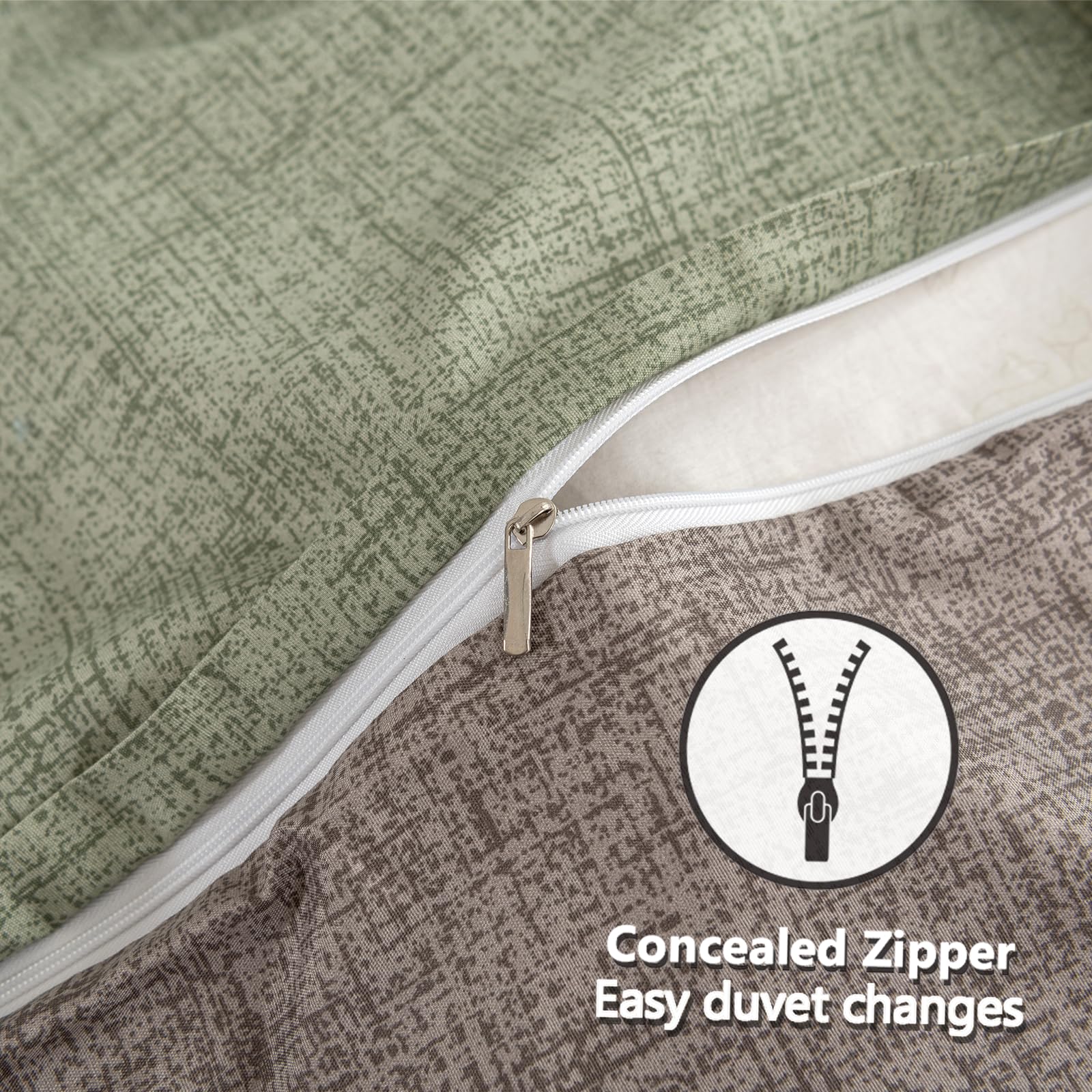 TTCM King Size Duvet Cover Sets, Green King Duvet Cover Set including Zipper Closure, 3 Piece Bedding Set - Image 4
