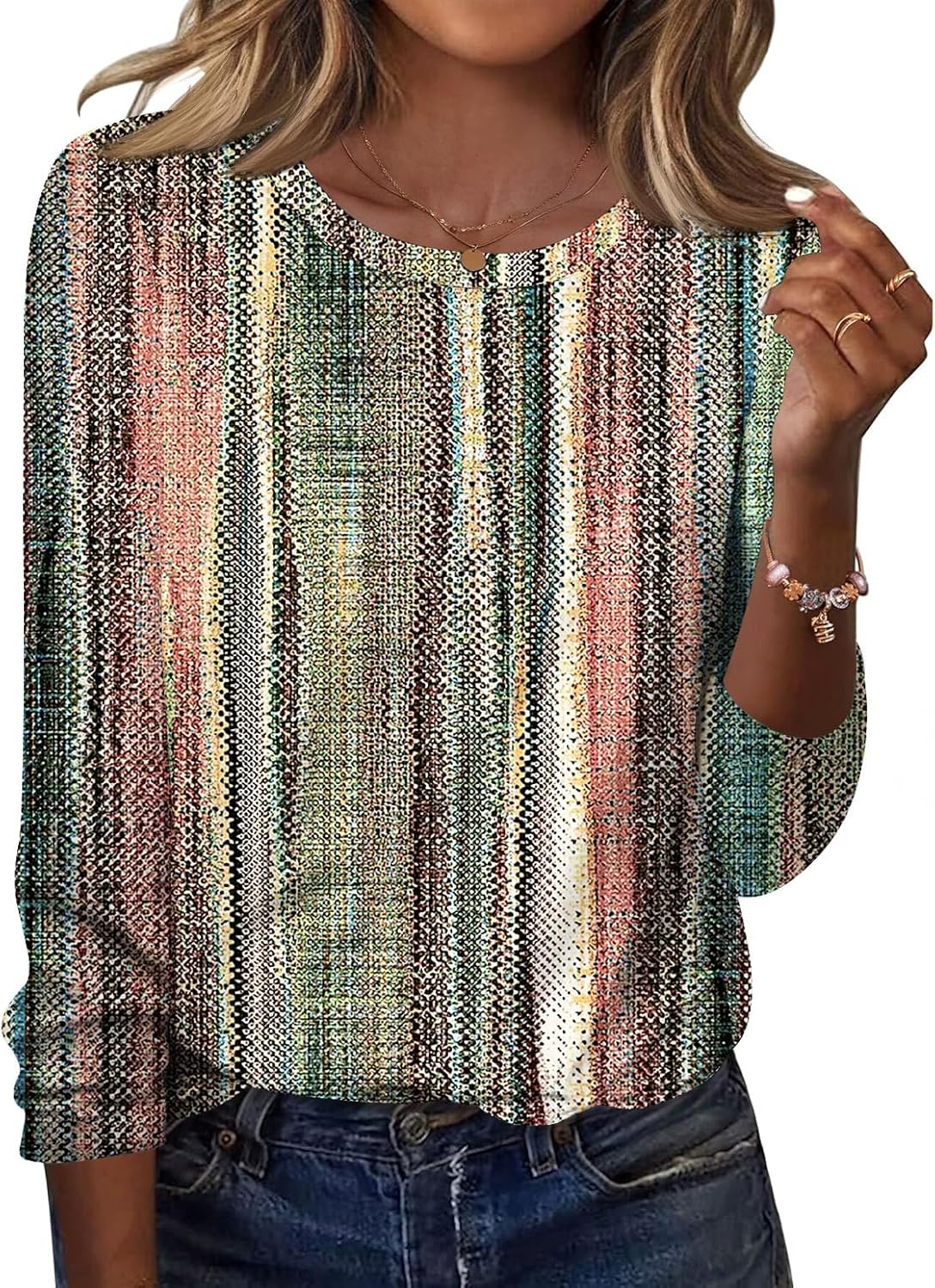 TCOT Women Long Sleeve Crew Neck Tee Tops Trendy Casual Dressy Blouses Spring Clothes Pullover Shirts