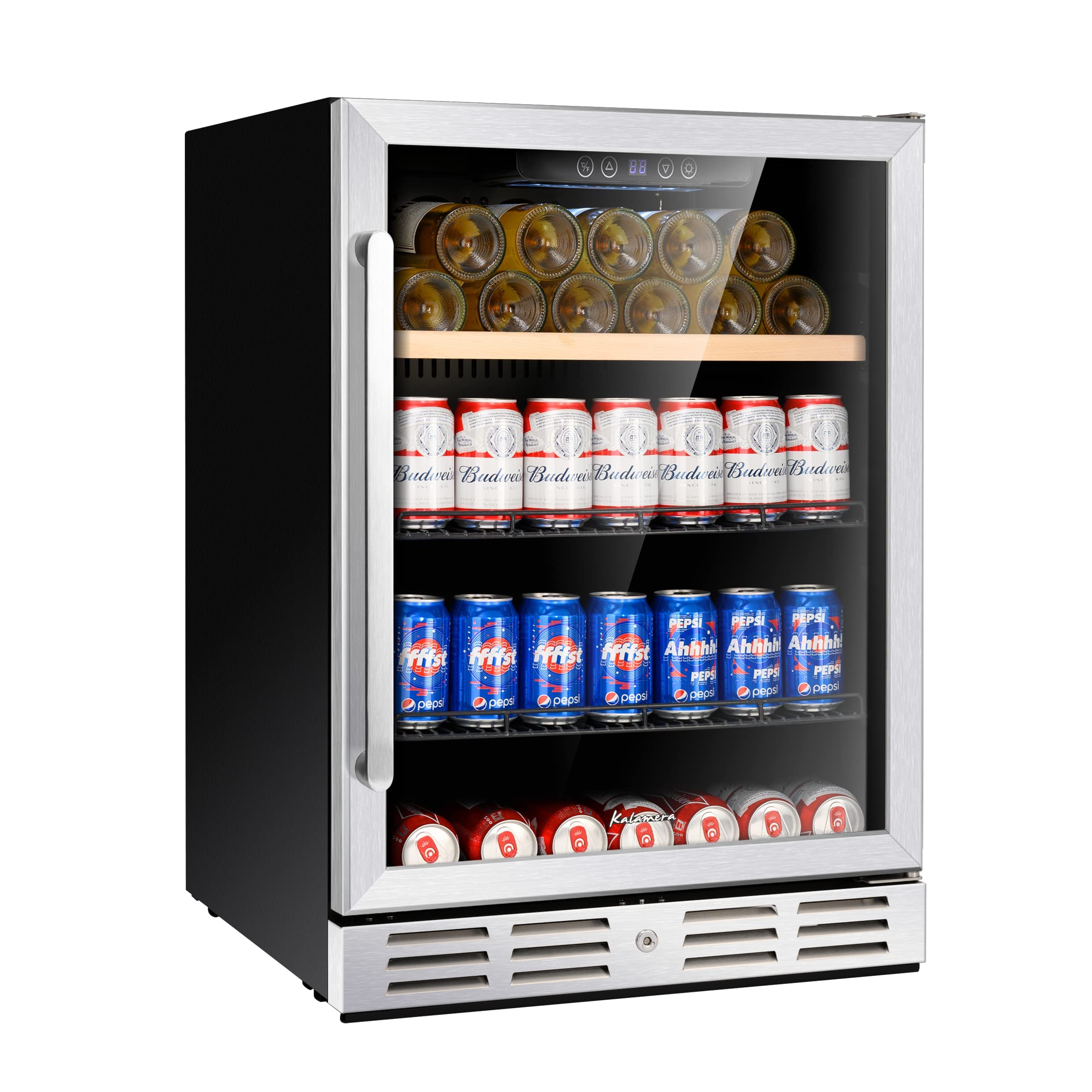 Kalamera Mini Fridge 24” Beverage and Wine Cooler Built-in or Freestanding - 118 Cans & 16 Bottles Capacity Wine Refrigerator Cooler