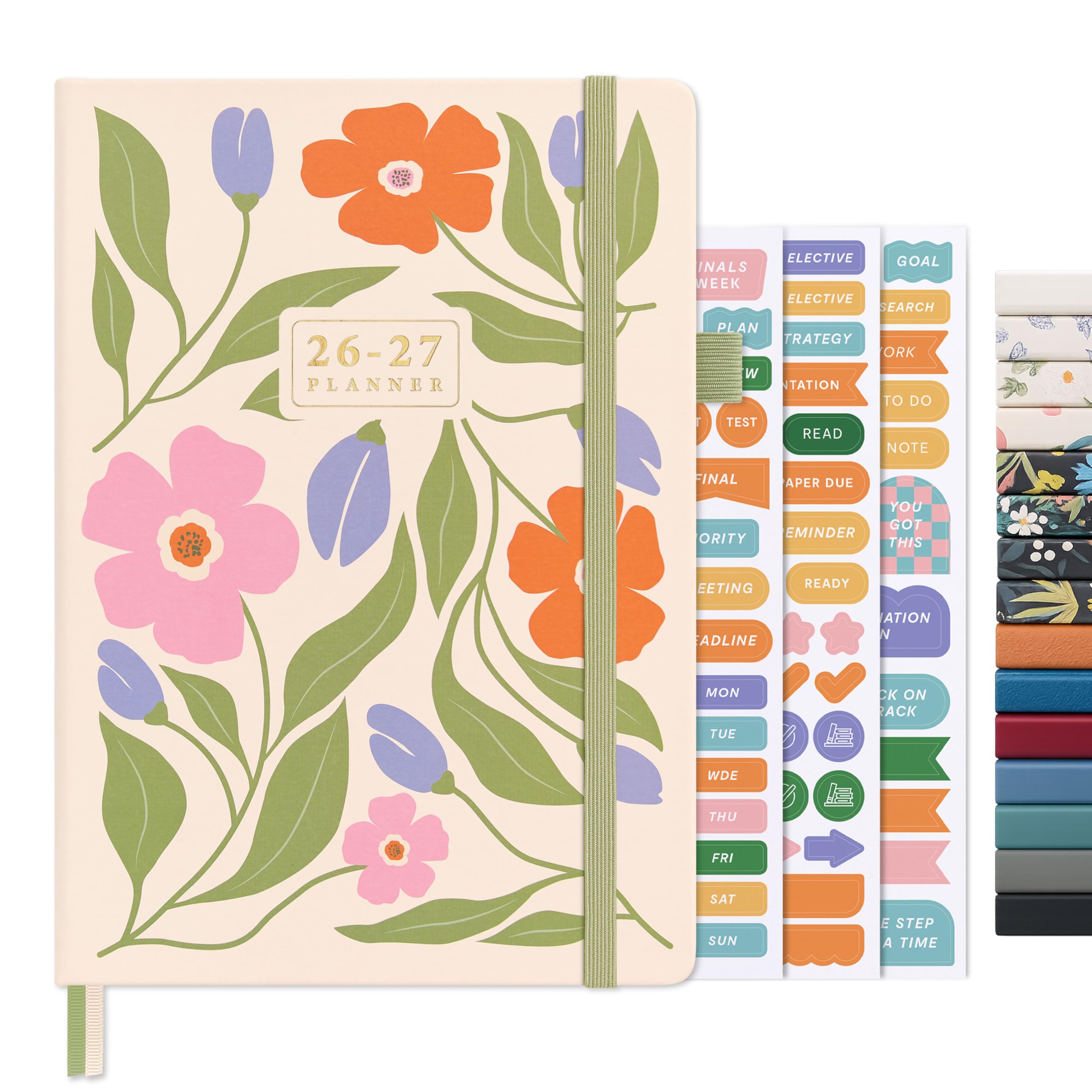 And Per Se Akademischer Planer 2026–2027 – Wochen- & Monatsplaner, Juli 2026 bis Juni 2027, A5 Leder Hardcover mit Innentasche – Schüler- & Lehrer-Organizer, 14,5 x 20,3 cm (Botanisches Blumenmuster)