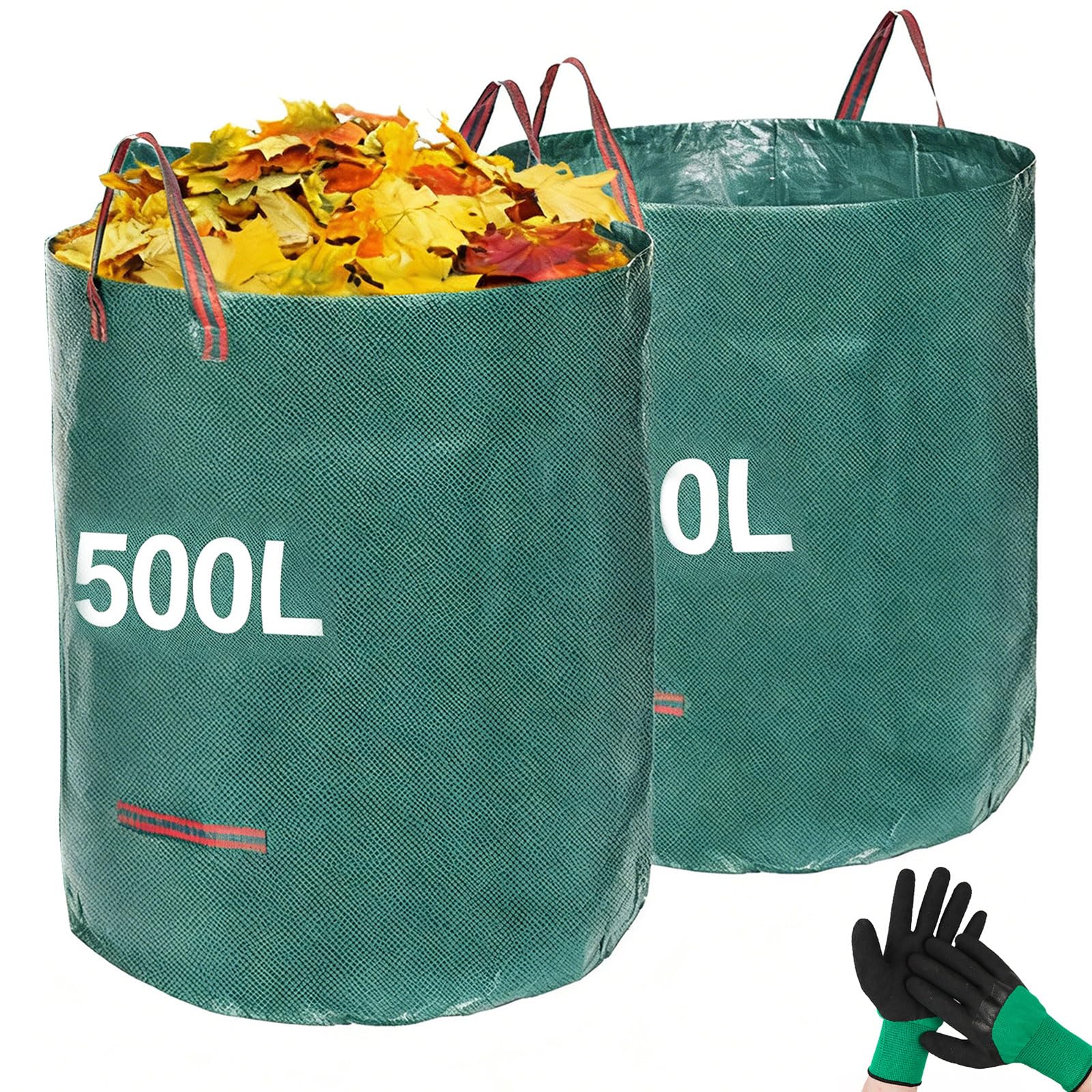 2-Pack Yard Waste Bags, Reusable Heavy Duty Collapsible Garden Leaf Bags with Handle, Stand-Up Yard Waste Bin for Leaves, Lawn Debris & Grass Clippings, Lightweight and Portable
