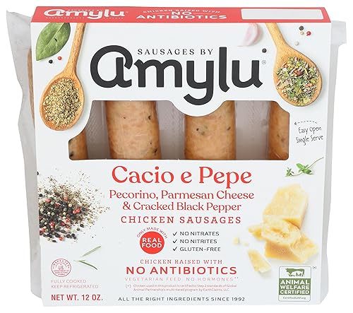 Amylu Salchicha de pollo Cacio e Pepe, 12 oz