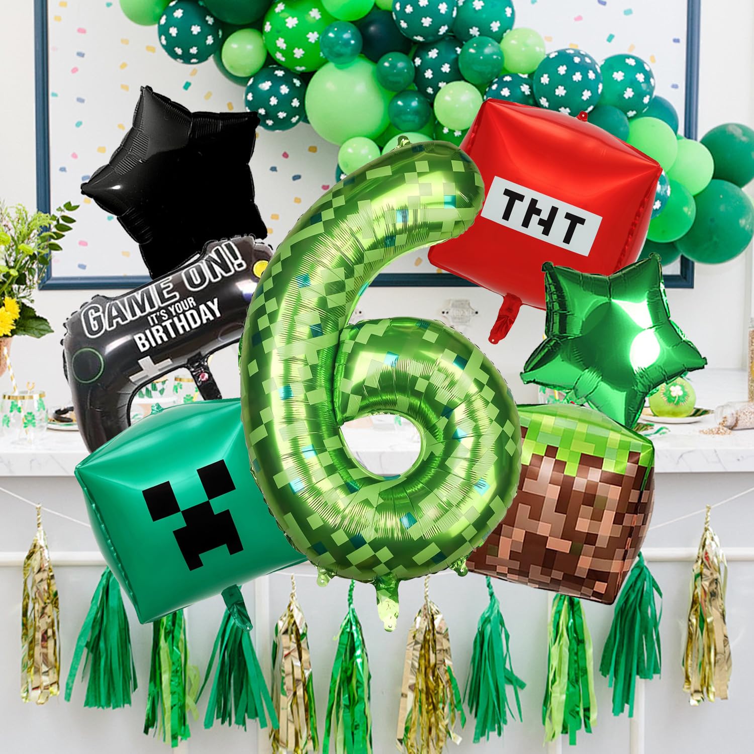 Green Number 6 Balloons 40 Inch Matte Green Party Decorations Weed T